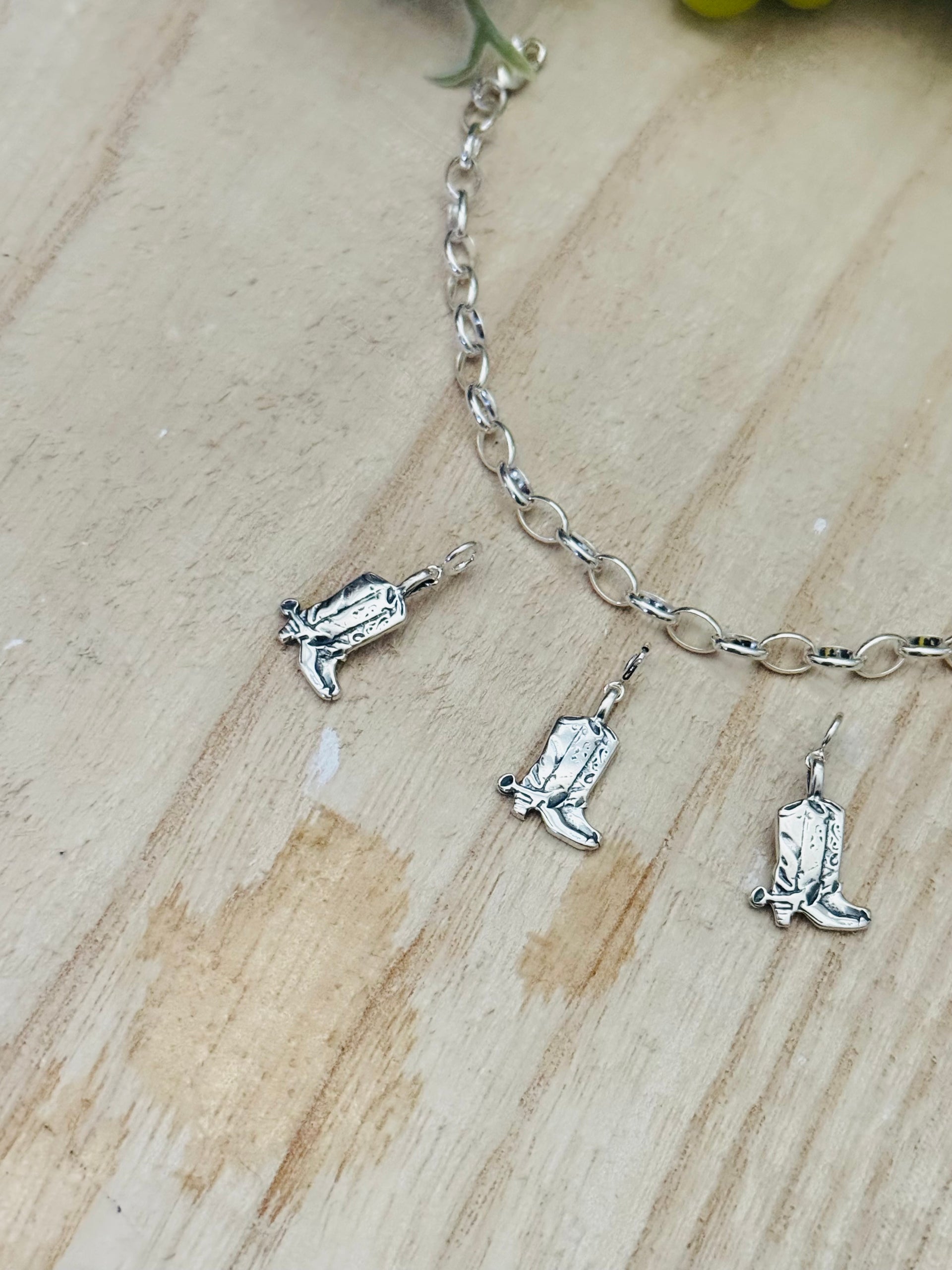 Navajo Made Sterling Silver Cowboy Boot Cast Charms