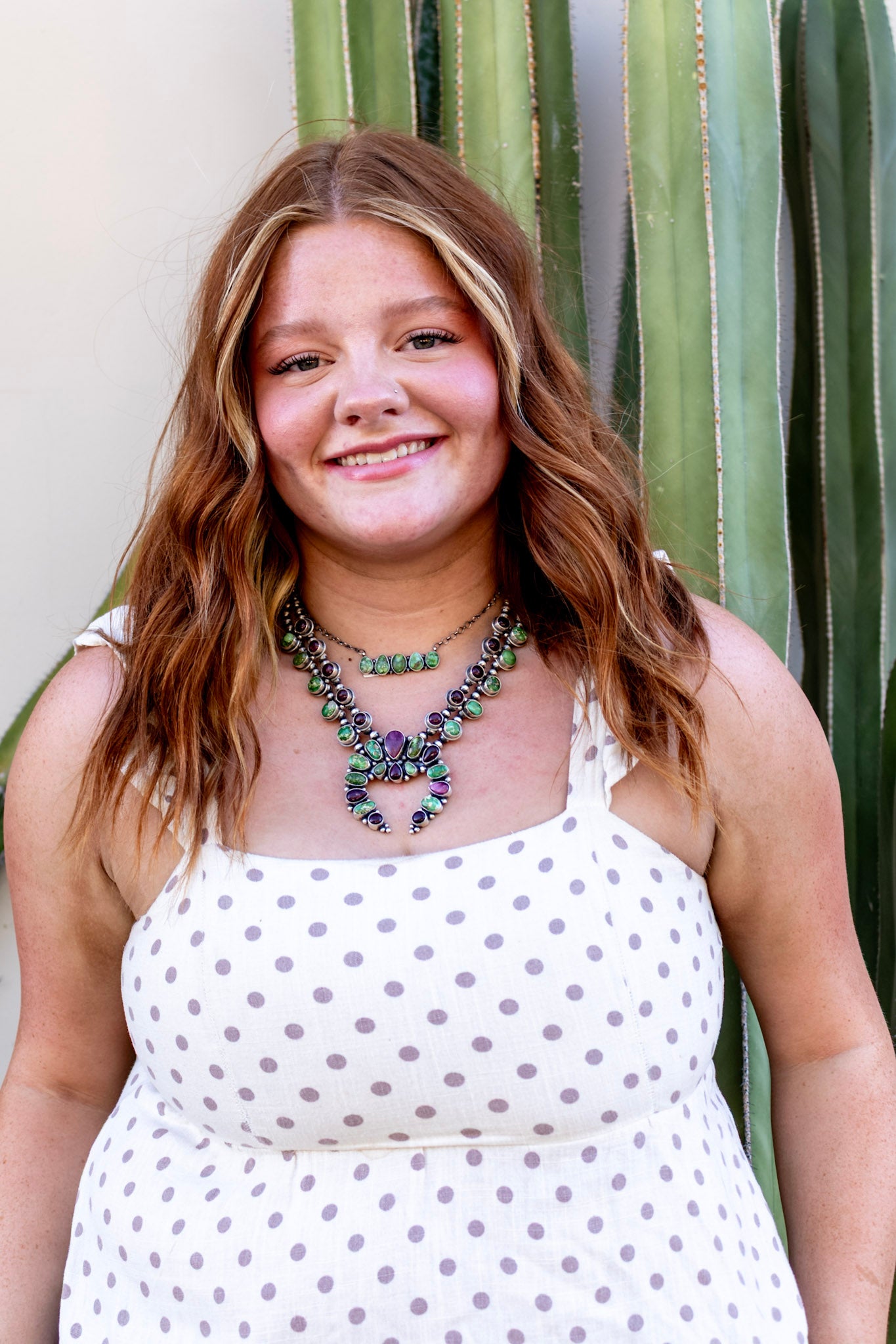 Sheila Becenti Multi Stone & Sterling Silver Cluster Squash Necklace Set