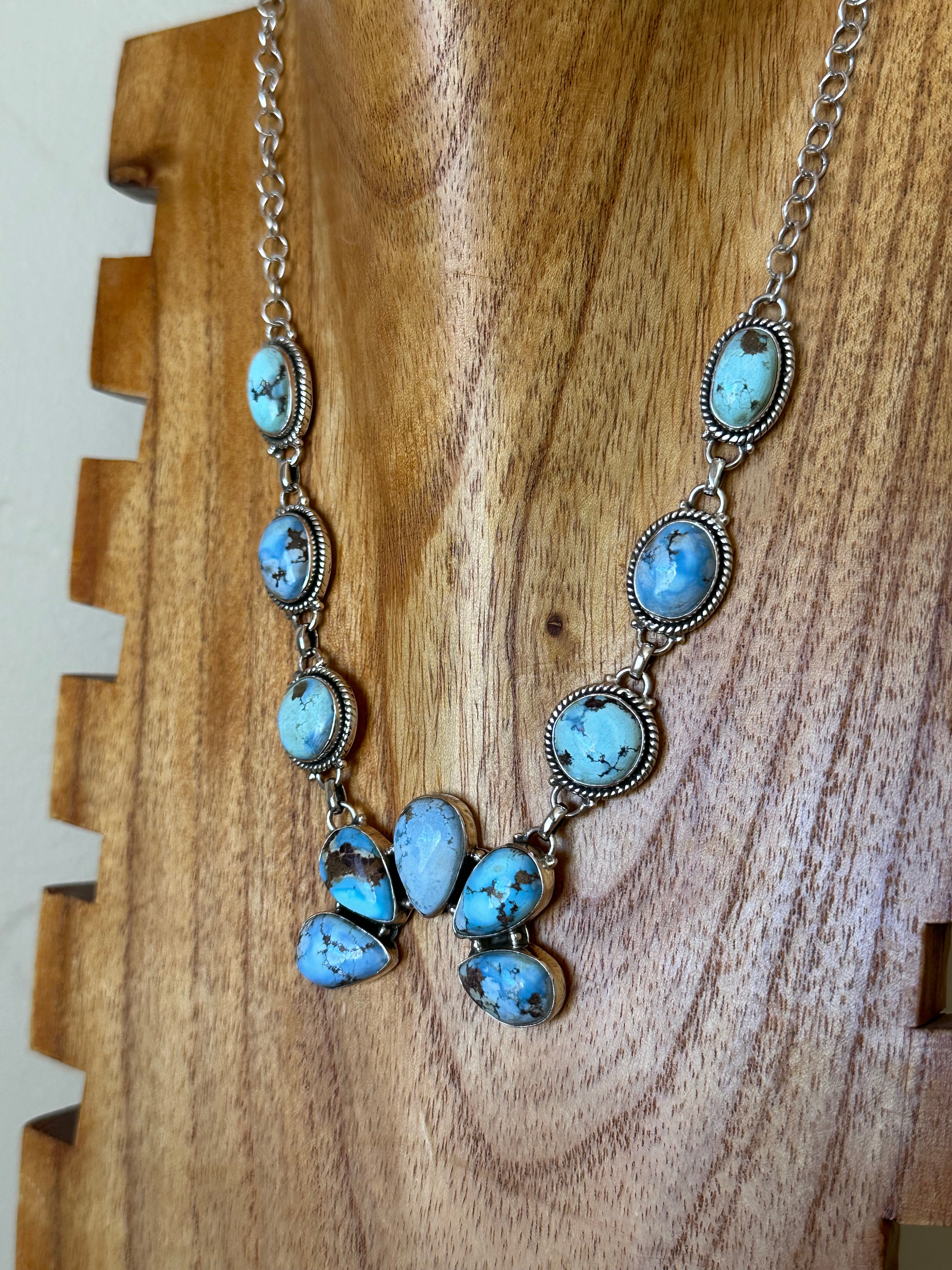 Southwest Handmade Golden Hills Turquoise & Sterling Silver Necklace