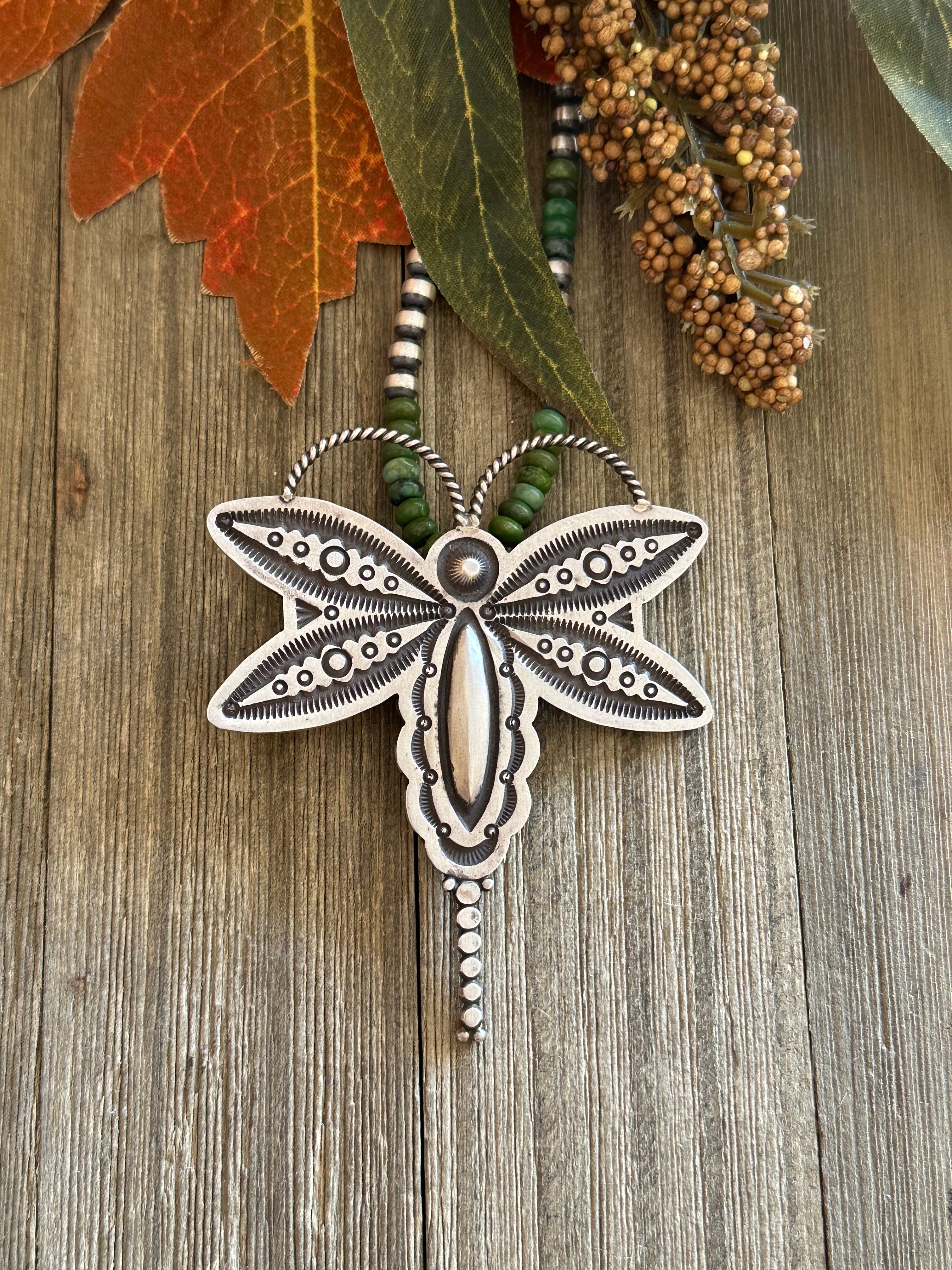 Navajo Made & Sterling Silver Dragonfly Pendant/Pin