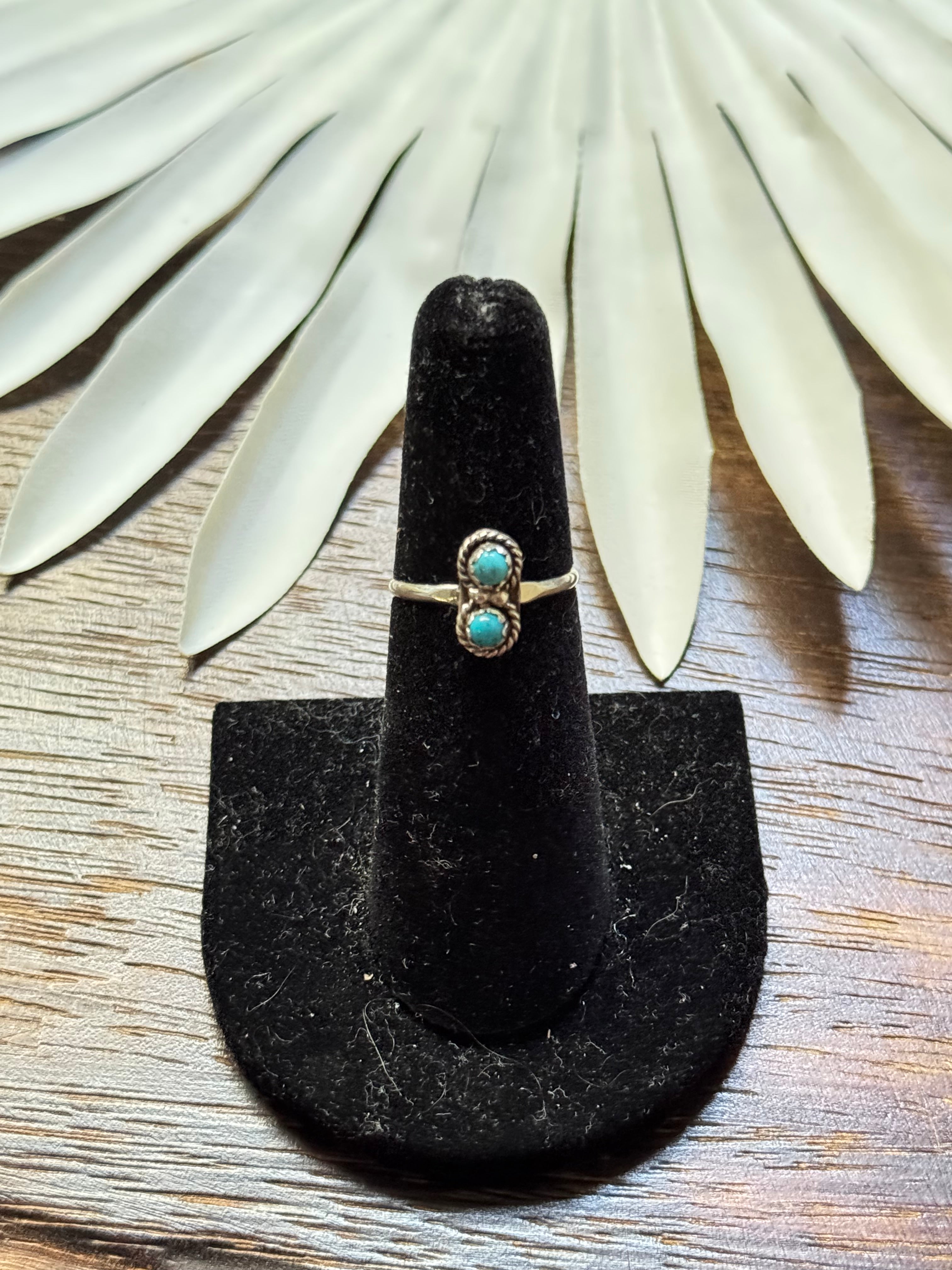 Navajo Made Kingman Turquoise & Sterling Silver Ring