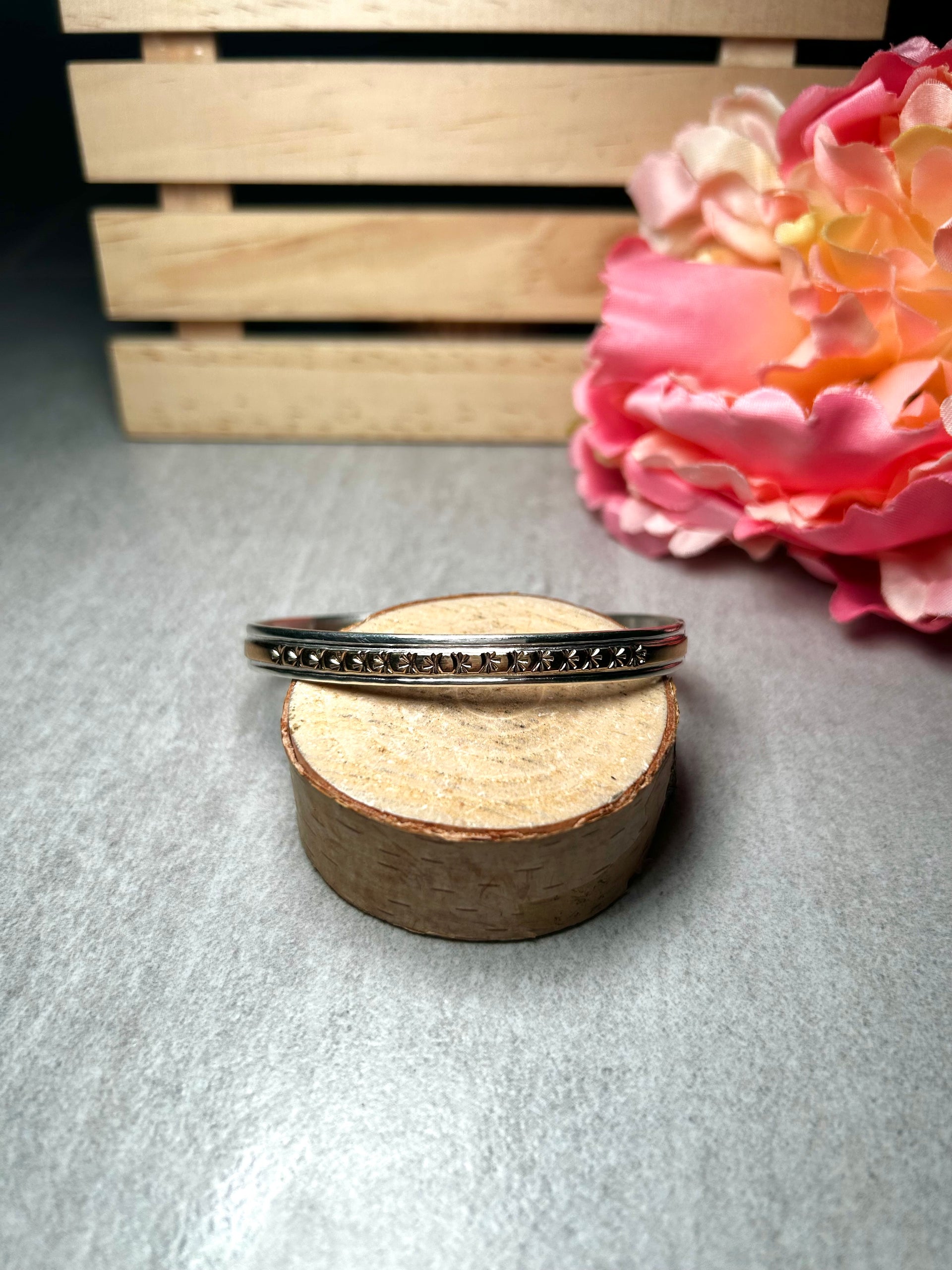 Navajo Made 14k Gold & Sterling Silver Cuff Bracelet