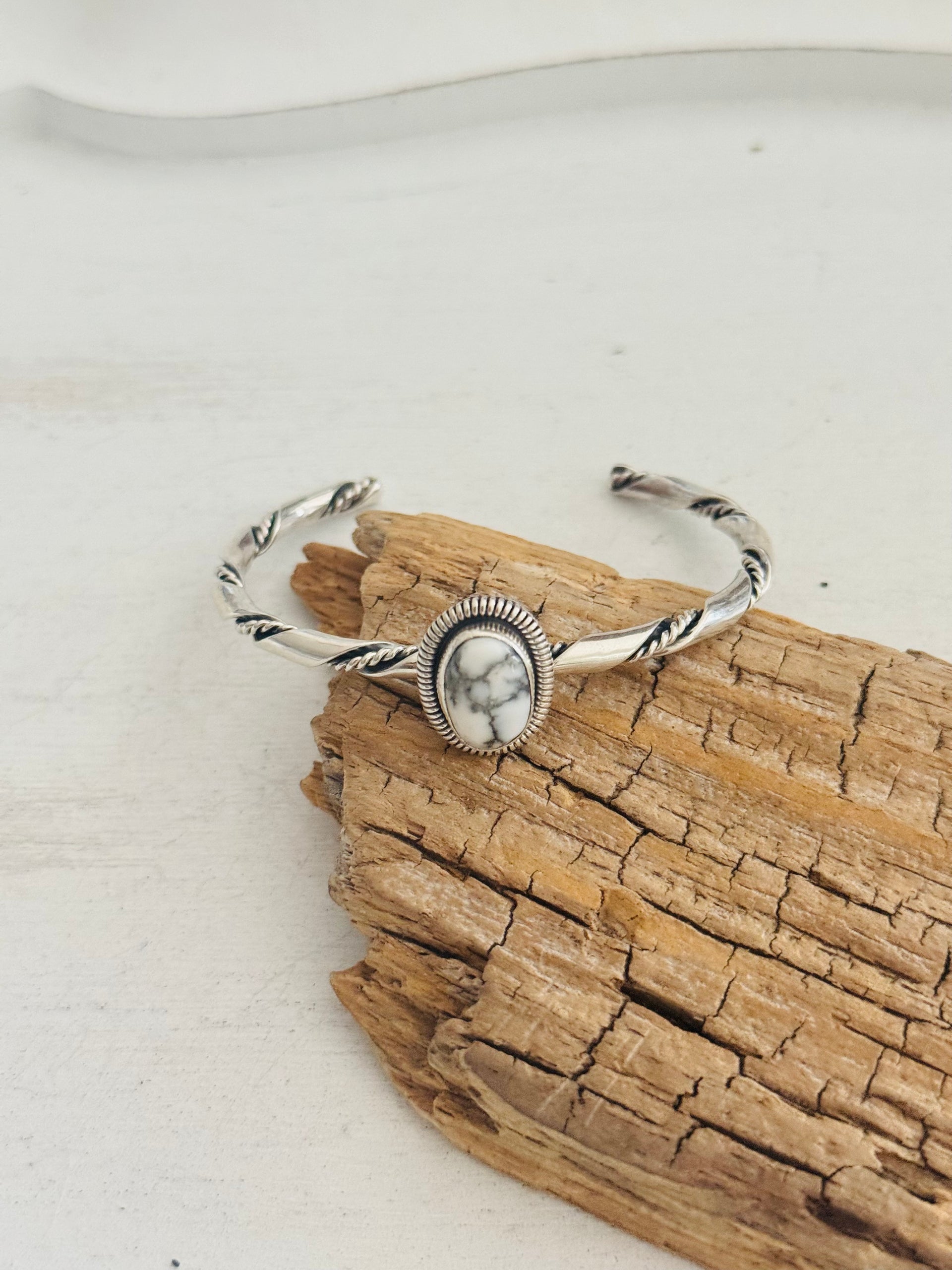 Wydell Billie White Buffalo & Sterling Silver Cuff Bracelet