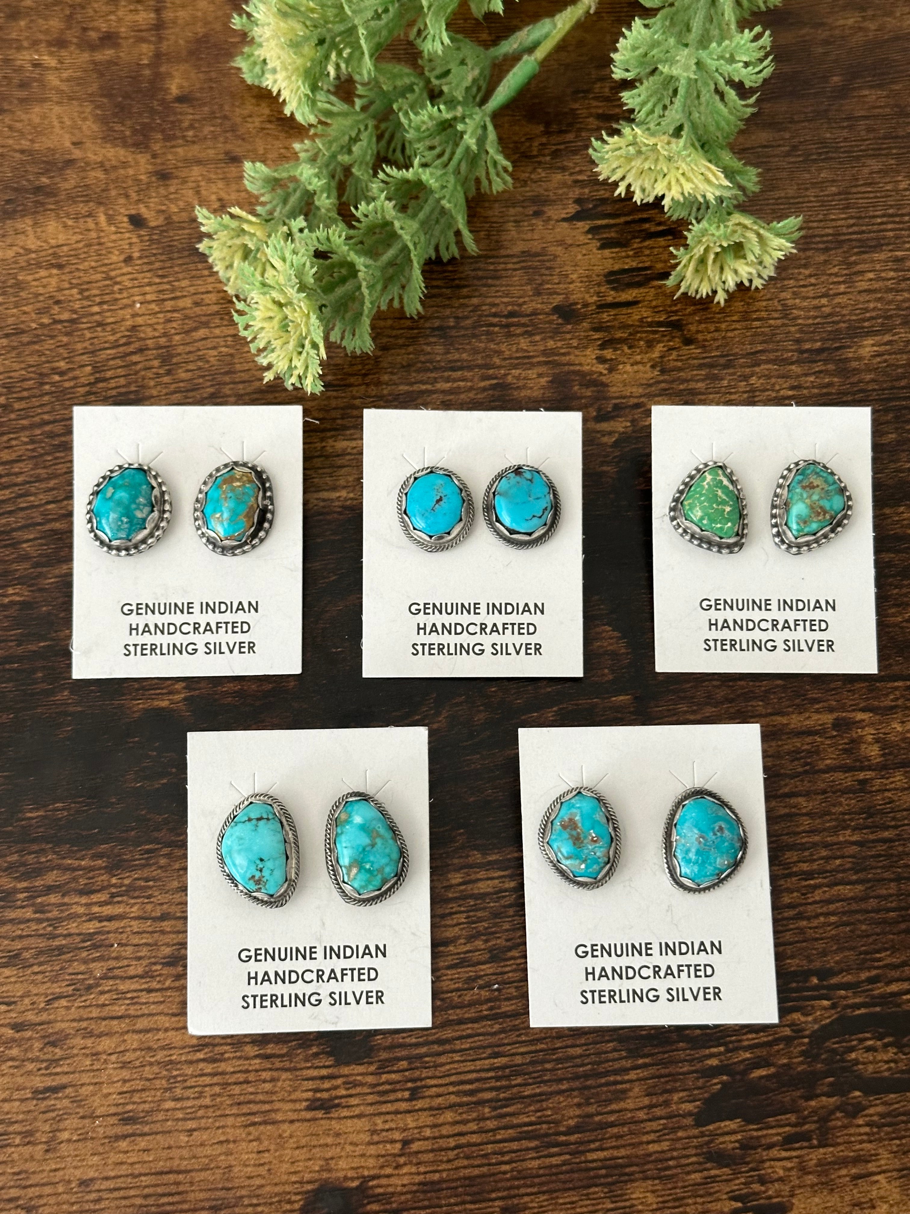 Tim Yazzie Royston Turquoise & Sterling Silver Post Earrings