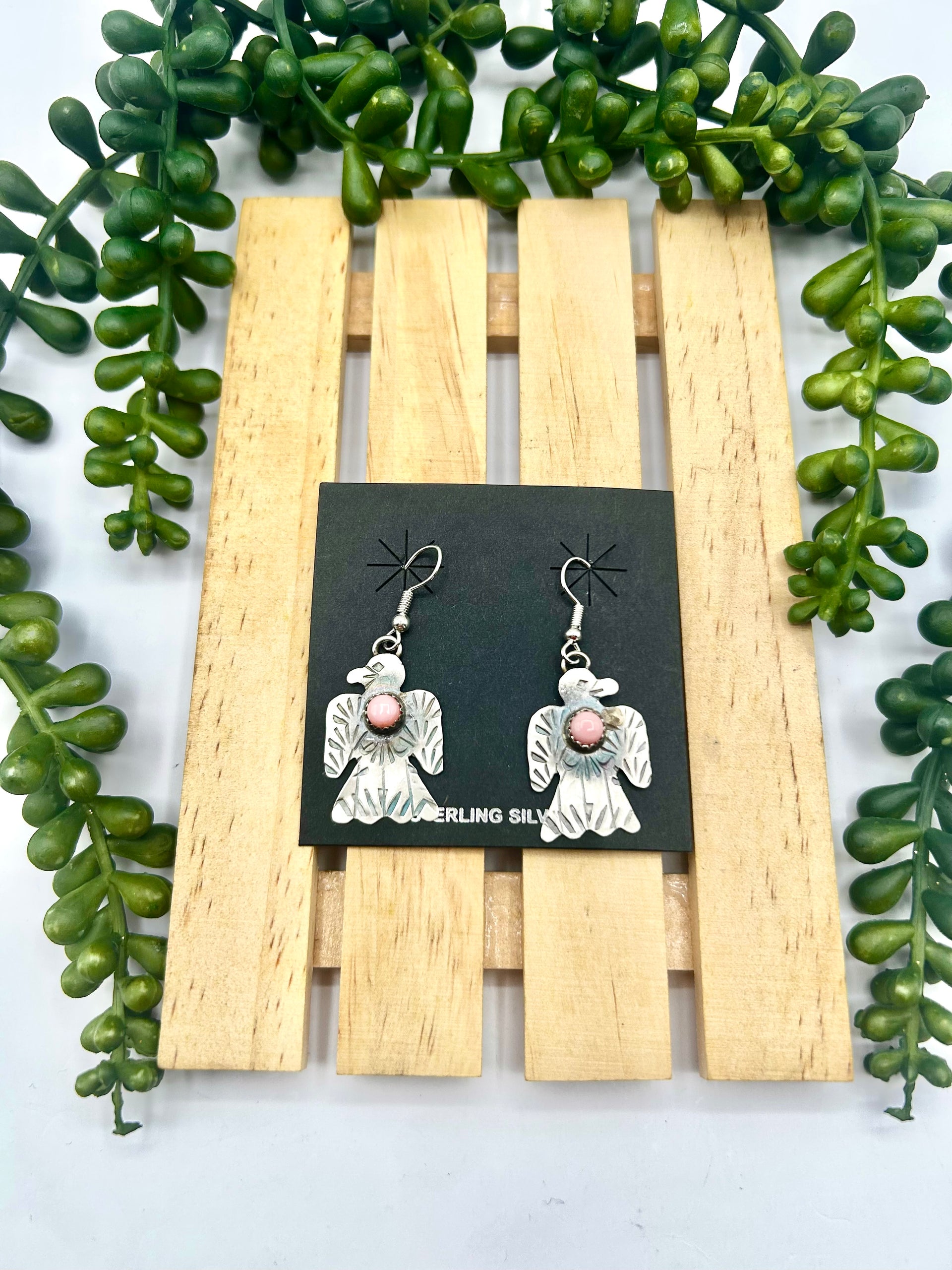 Gabriela Yazzie Pink Conch & Sterling Silver Hook Earrings