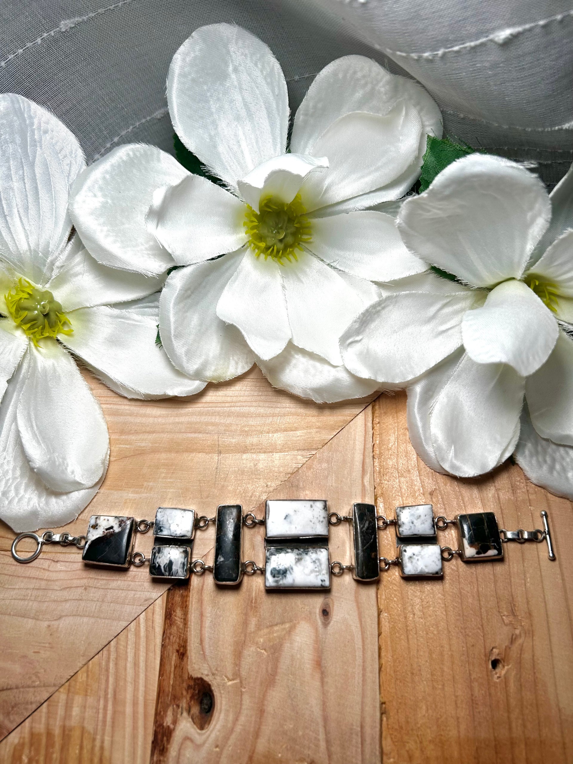Virginia Sandoval White Buffalo & Sterling Silver Link Bracelet