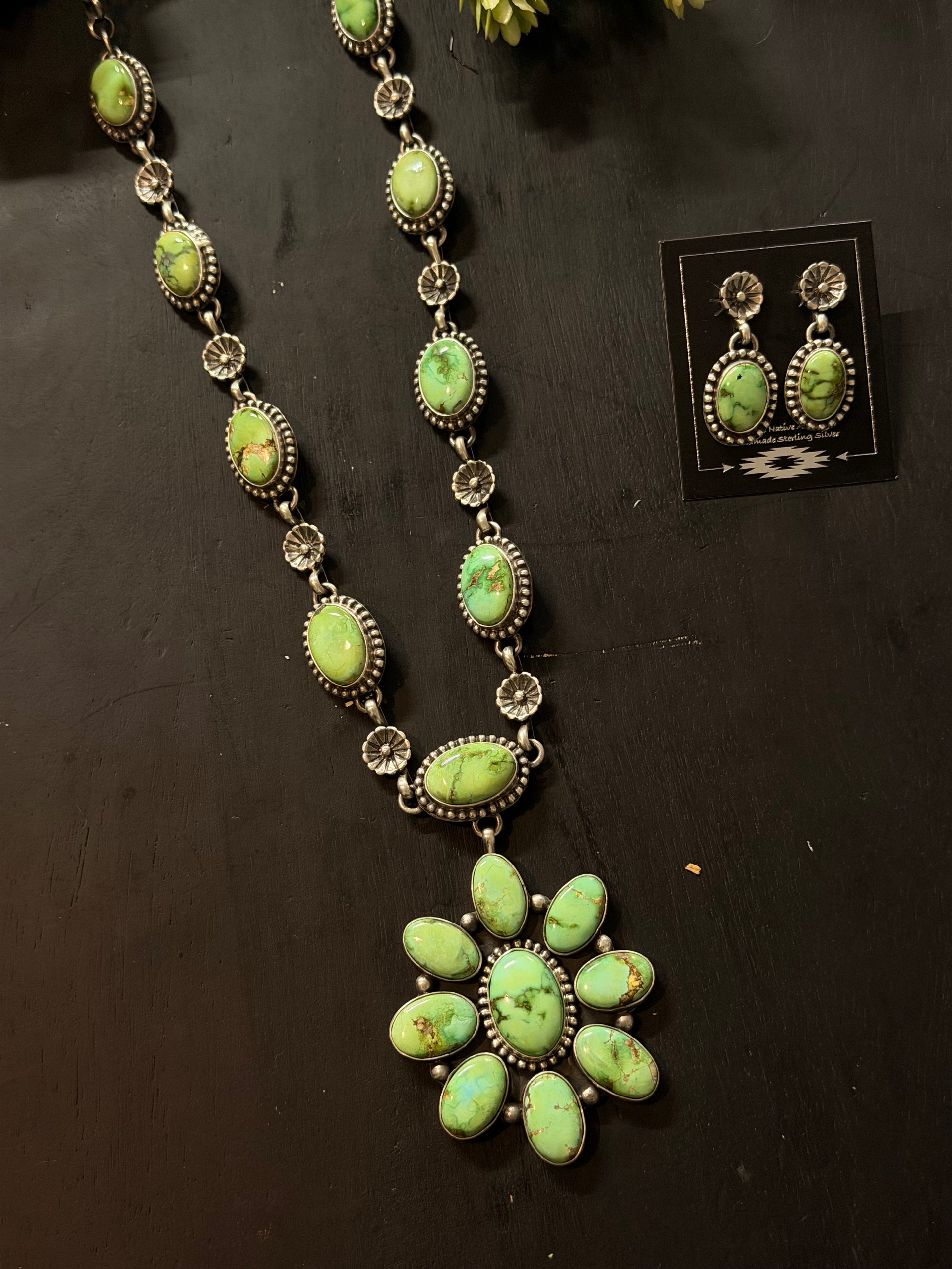 Eleanor Richard’s Sonoran Gold Turquoise & Sterling Silver Cluster Necklace Set