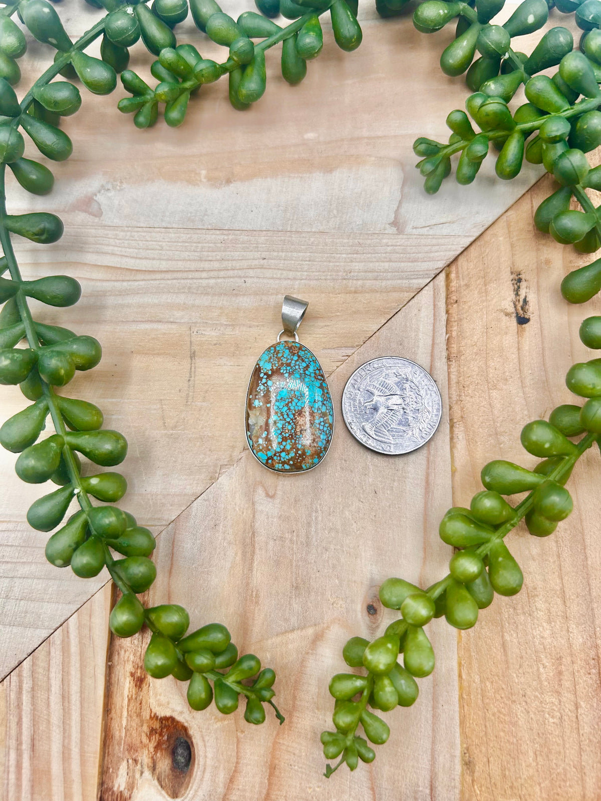 Navajo Made Mine 8 Turquoise & Sterling Silver Pendant