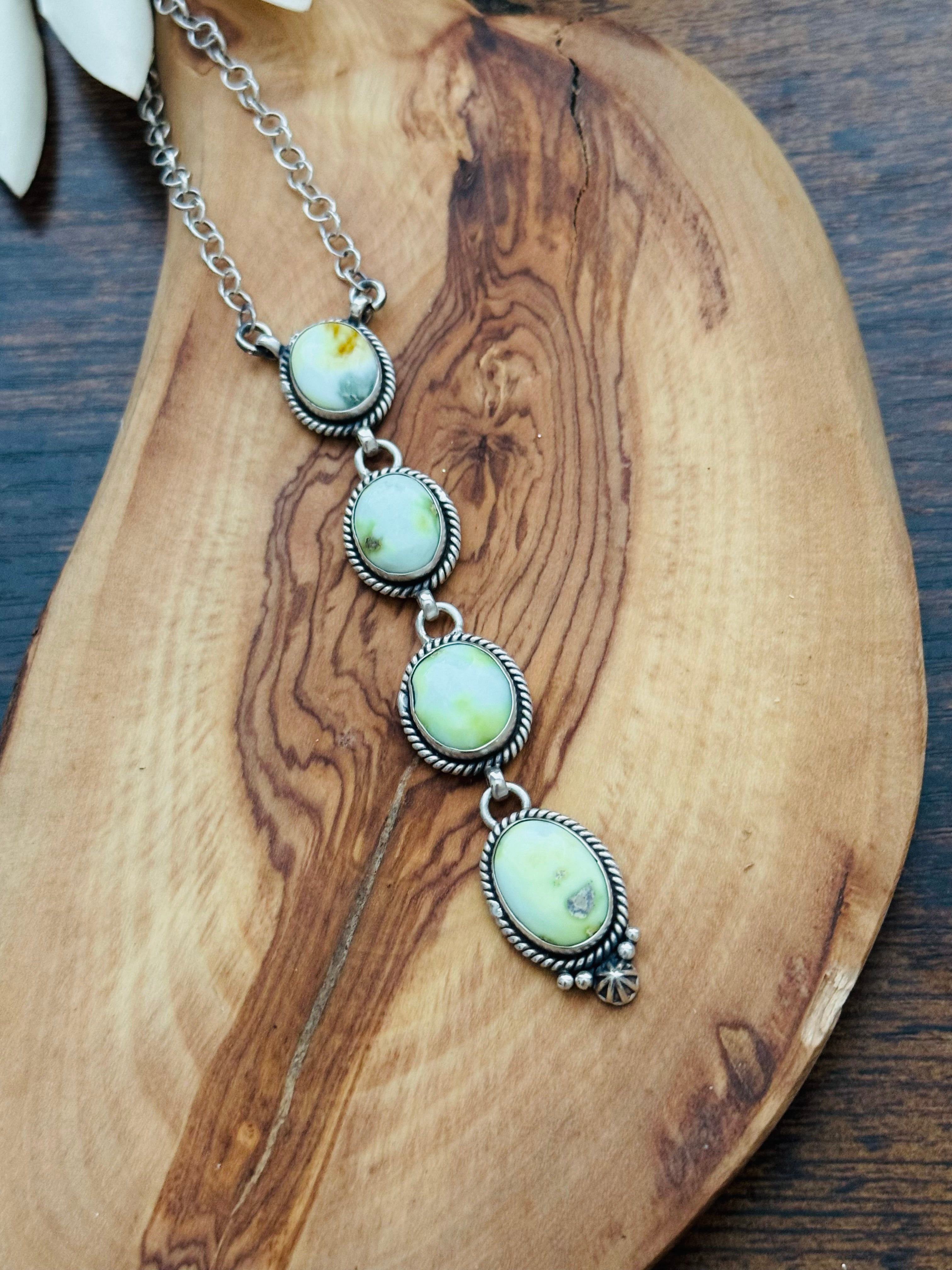 Southwest Handmade Palomino Variscite & Sterling Silver Necklace