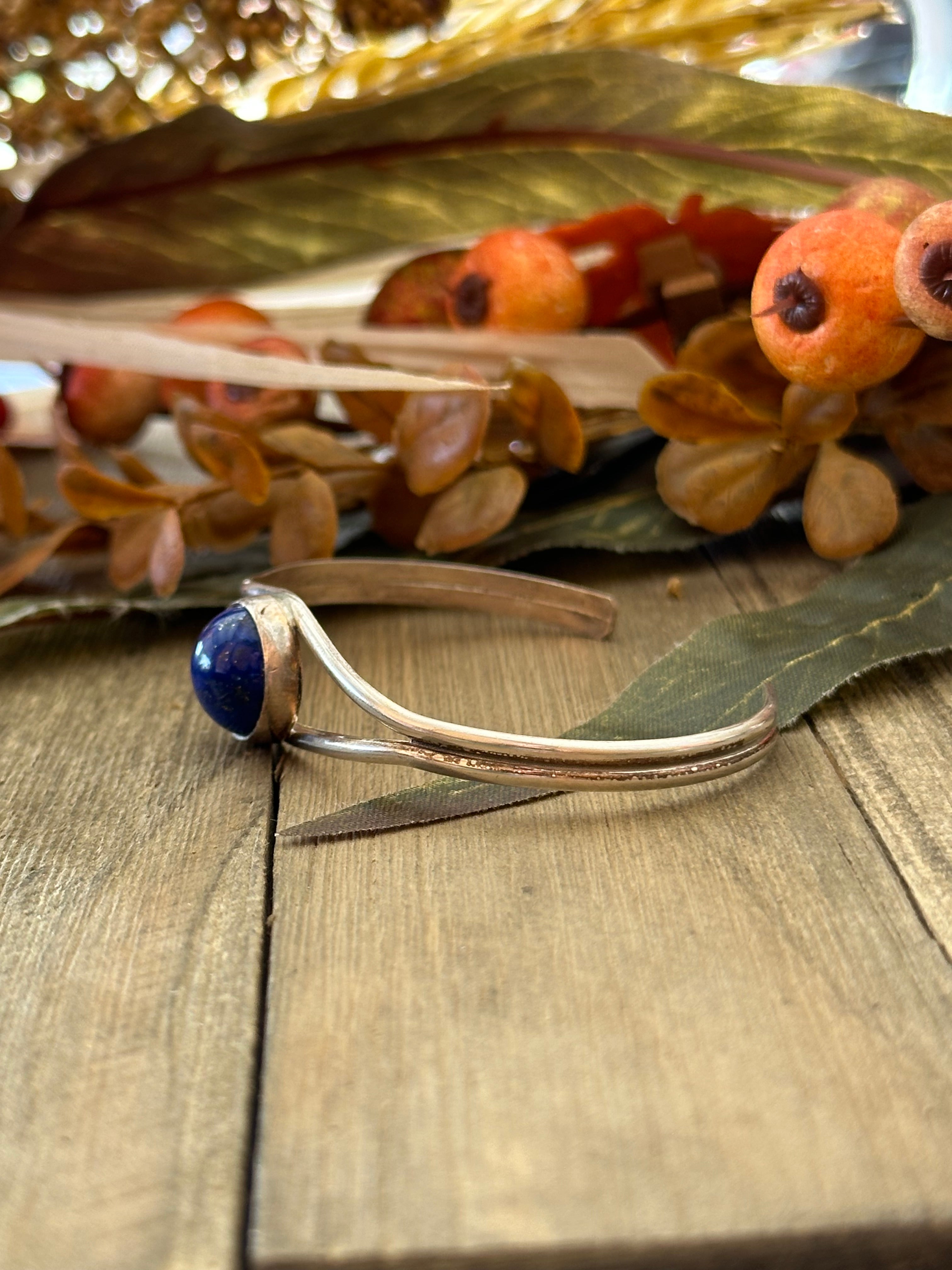 Navajo Made Lapis & Sterling Silver Cuff Bracelet