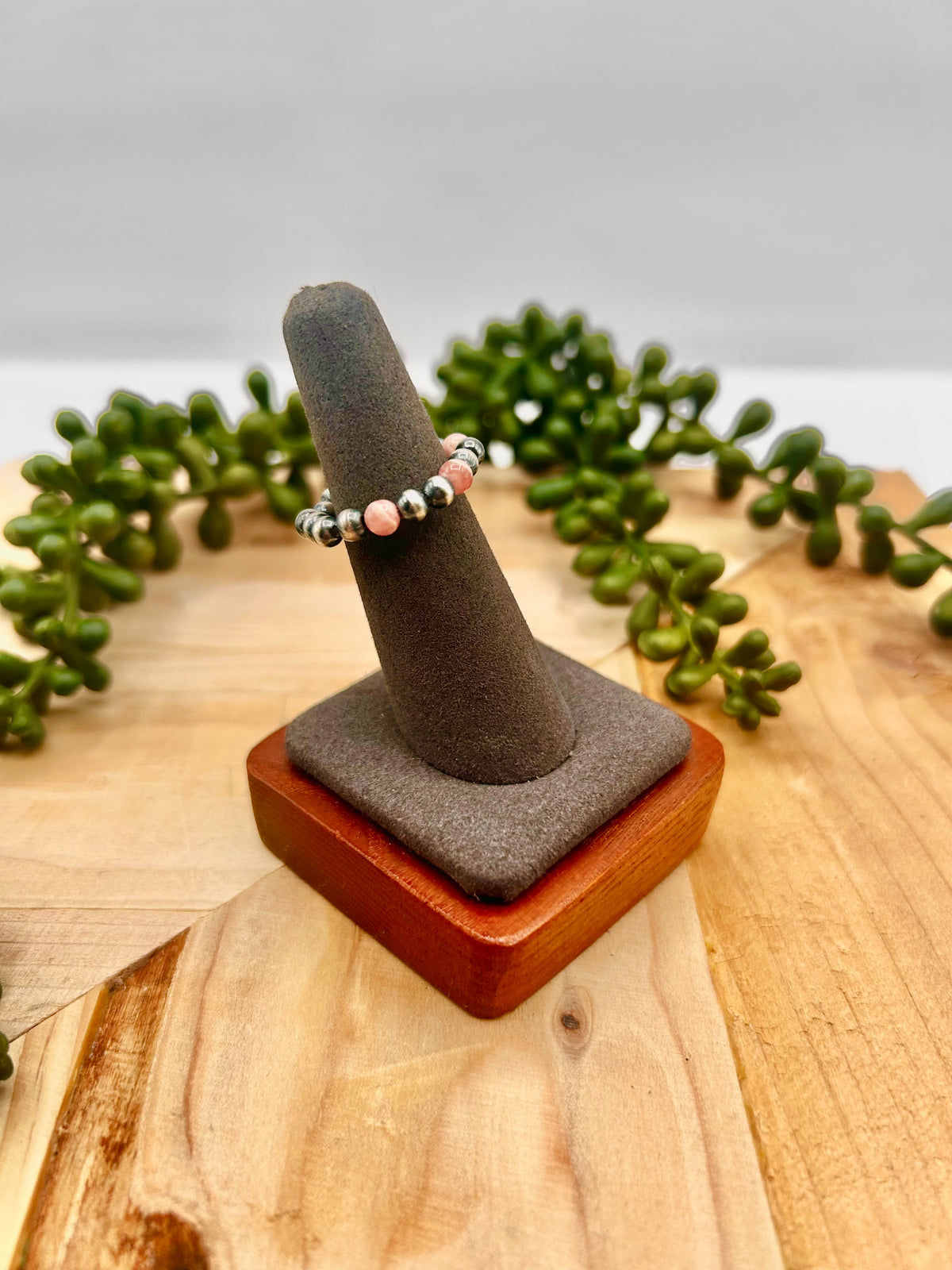 Navajo Made Rhodochrosite & Sterling Silver Strung Ring