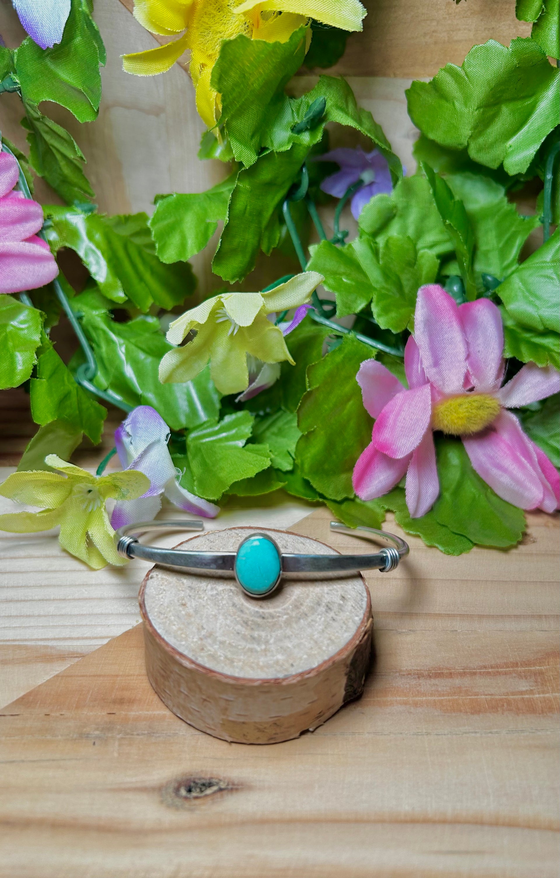 Navajo Made Sonoran Mountain Turquoise & Sterling Silver Cuff Bracelet