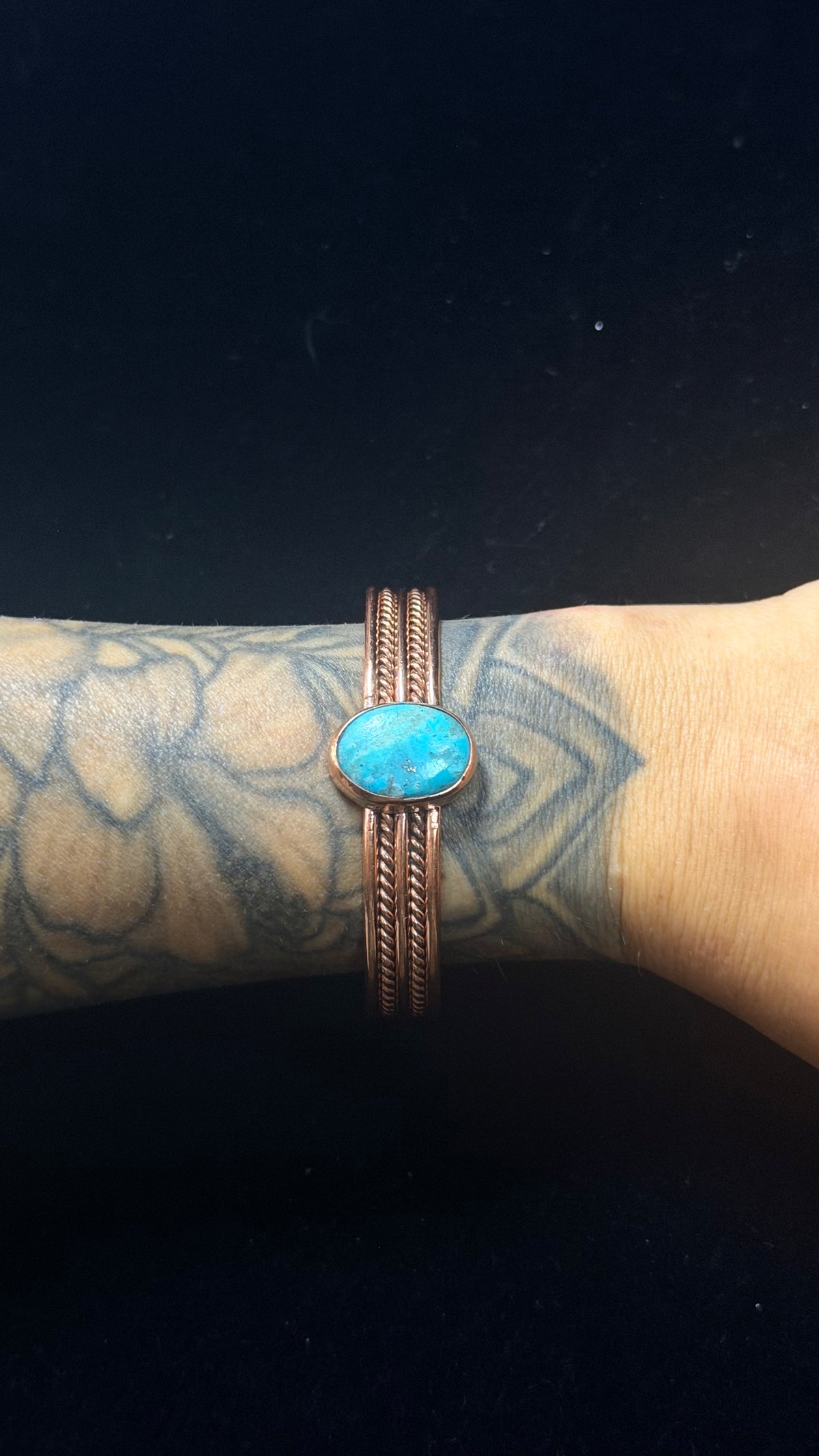 Navajo Made Kingman Turquoise & Copper Cuff Bracelet