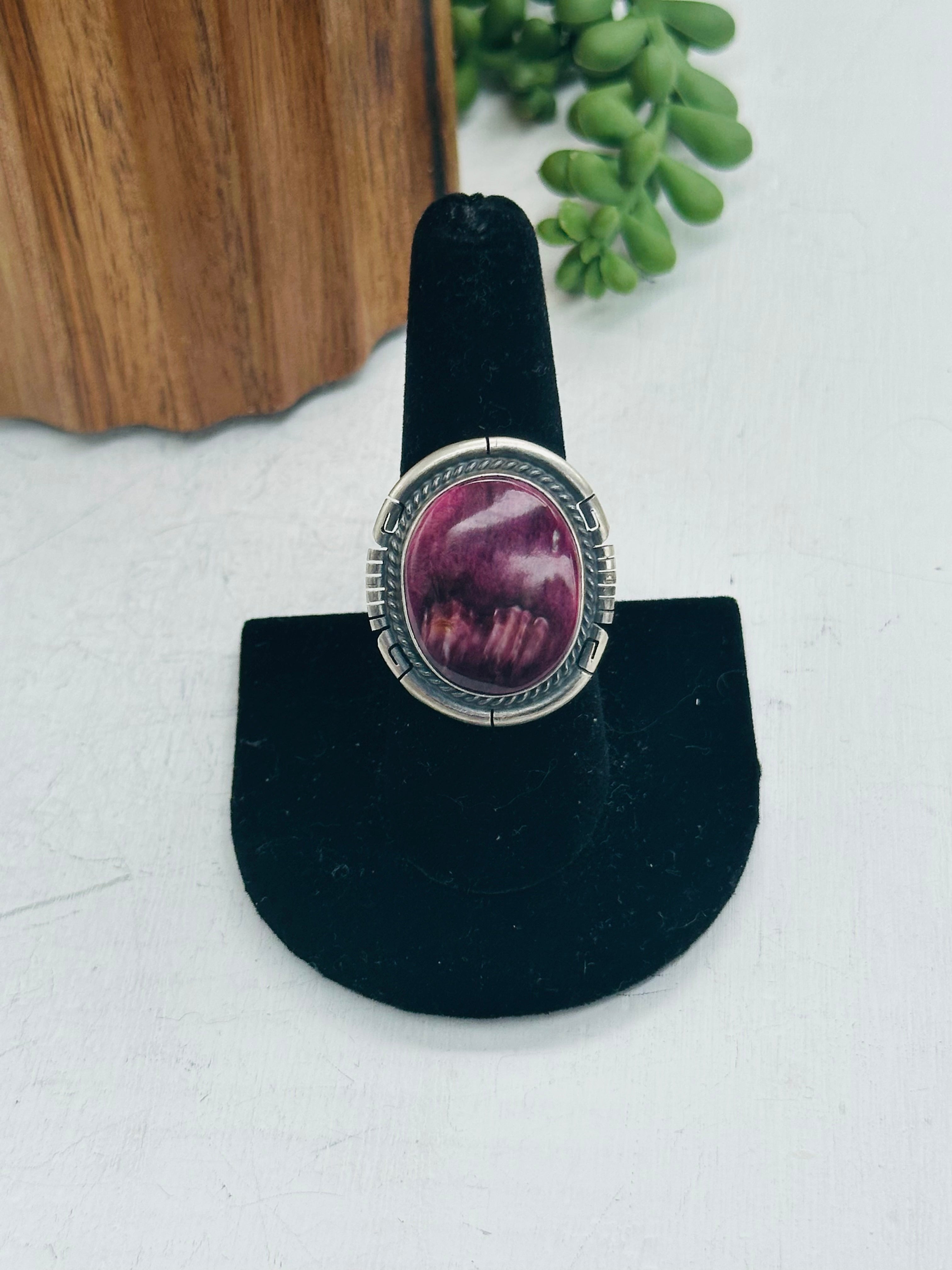 Dave Skeets Purple Spiny Oyster & Sterling Silver Ring Size 8.5