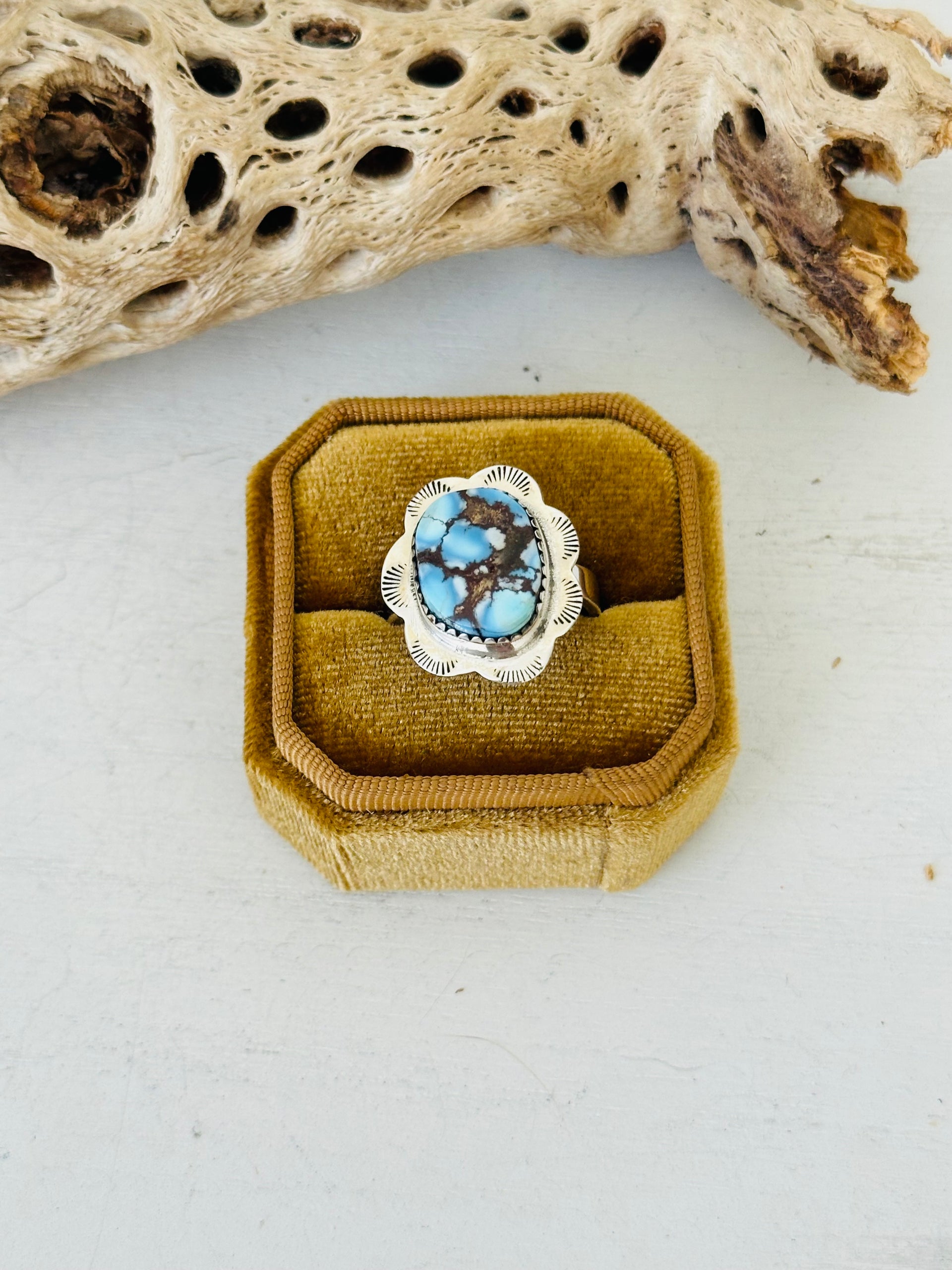 Southwest Handmade Golden Hills Turquoise & Sterling Silver Adjustable Ring