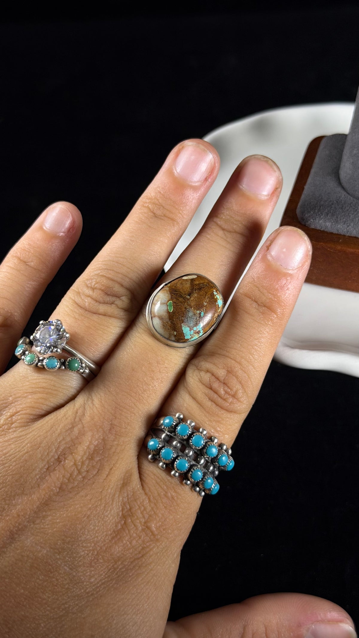 Navajo Made Royston Turquoise & Sterling Silver Ring Size 9