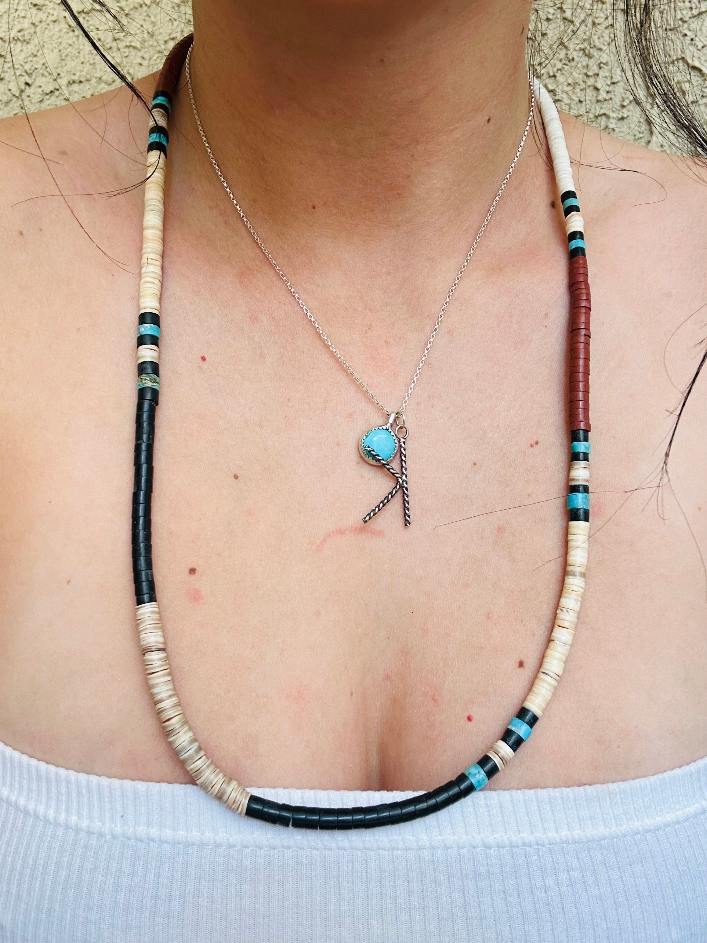 Hopi Strung Multi Stone & Sterling Silver Necklace