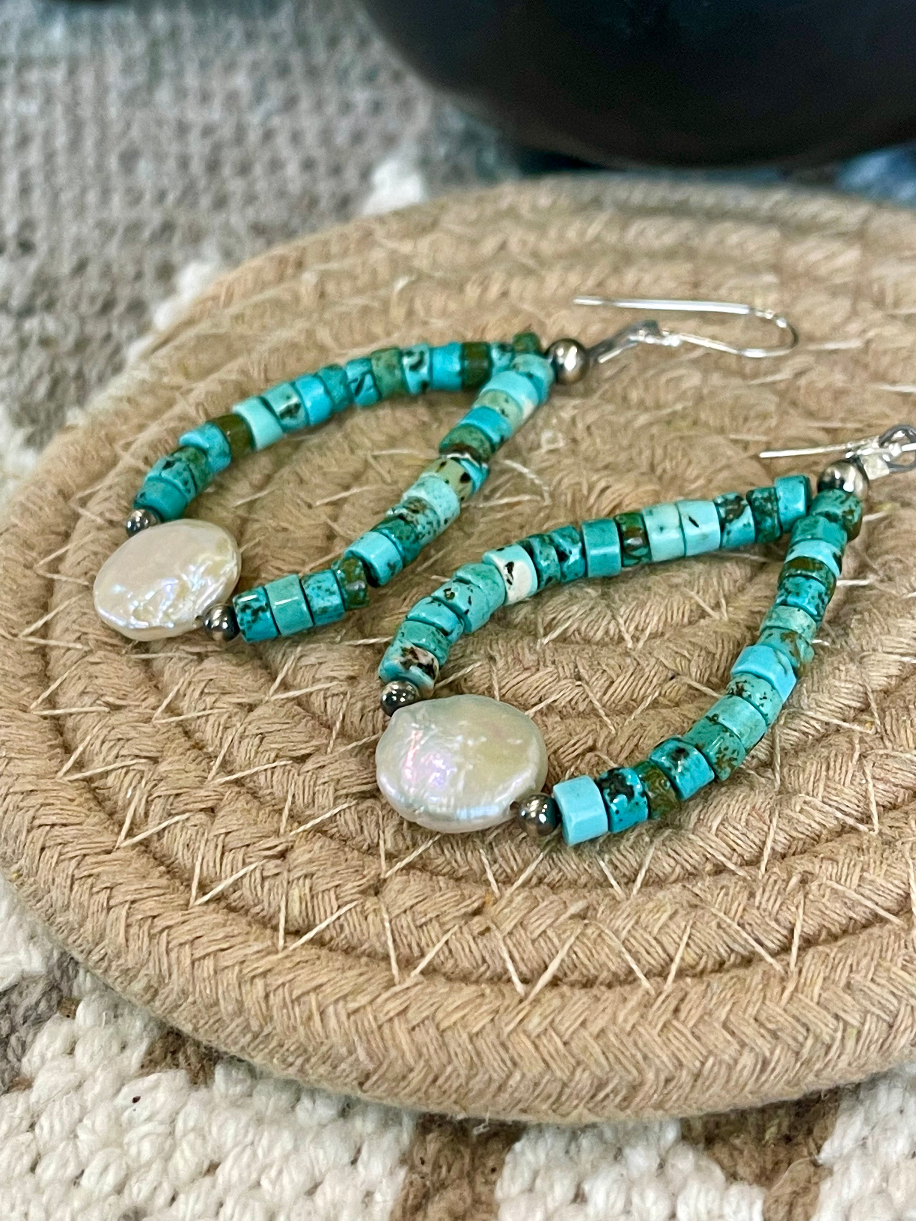 Southwest Handmade Beaded Teardrop Dangle Earrings