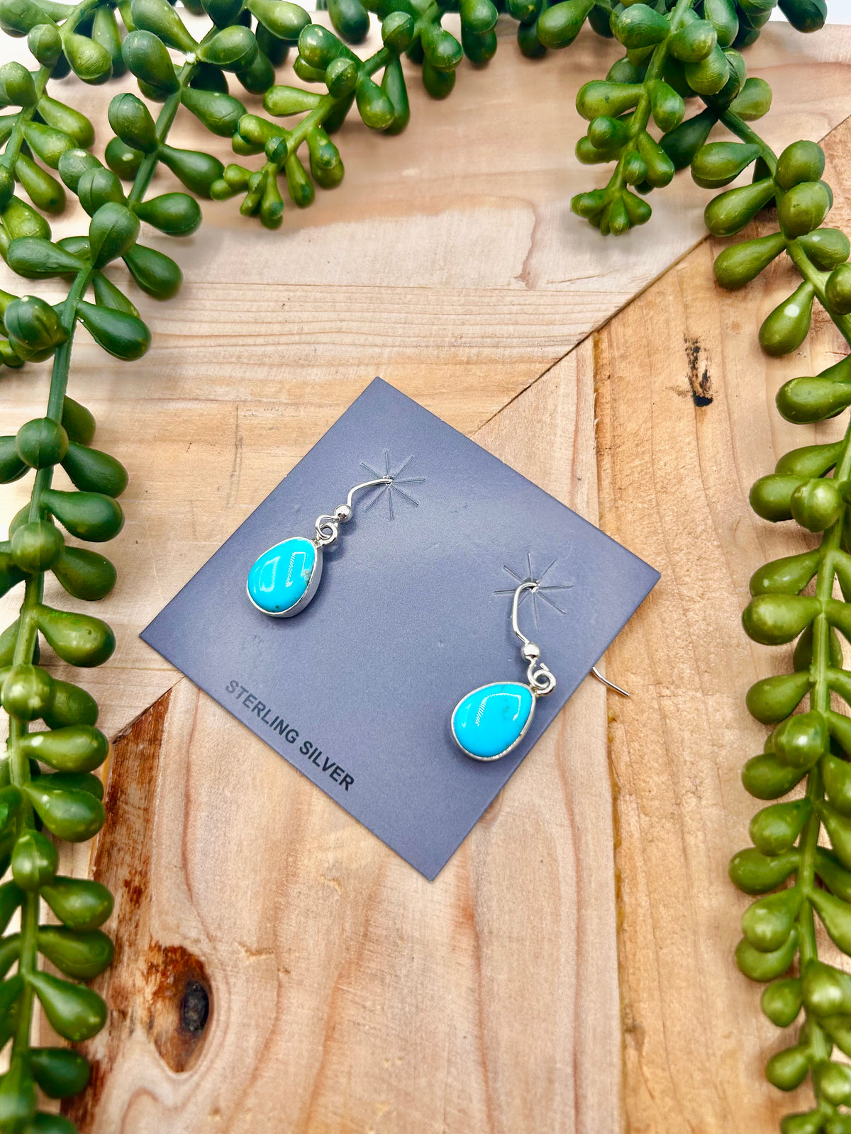 Shirley Henry Kingman Turquoise & Sterling Silver Hook Earrings
