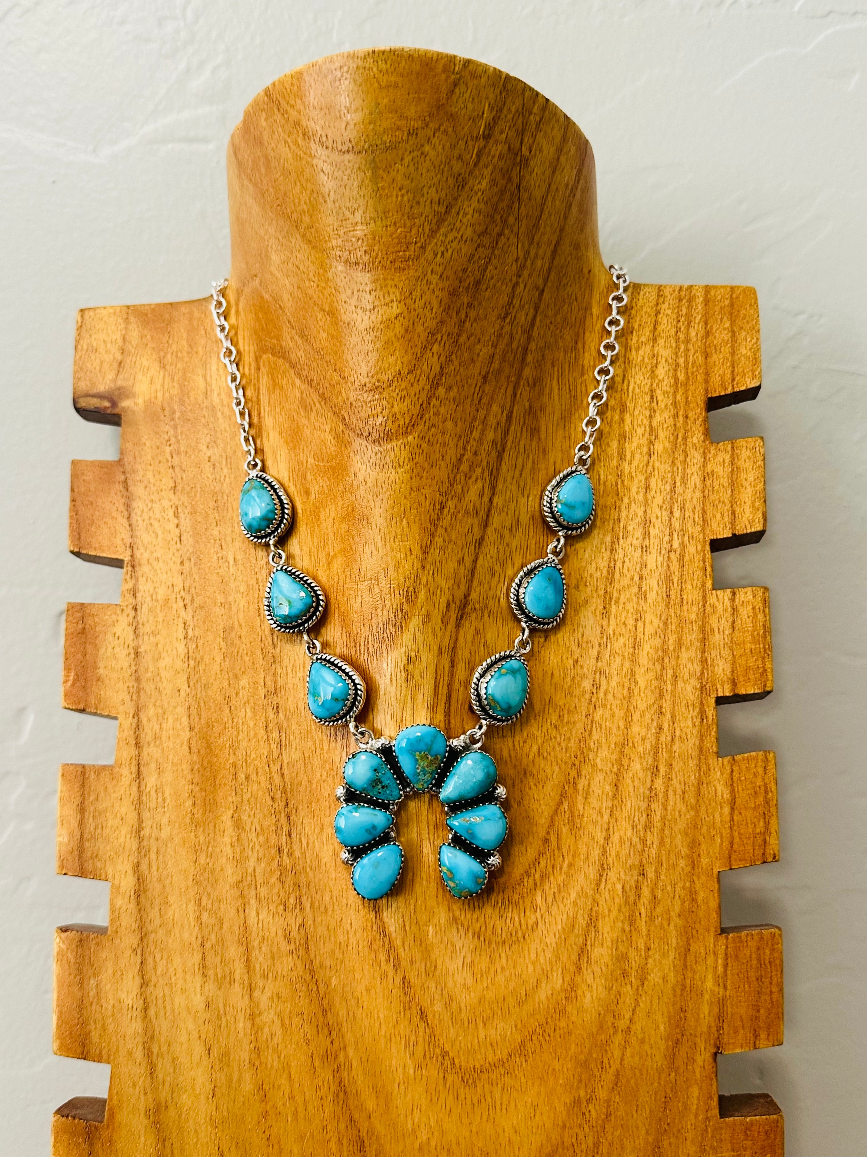 TTD “Katie” Sonoran Mountain Turquoise & Sterling Silver Cluster Naja Necklace