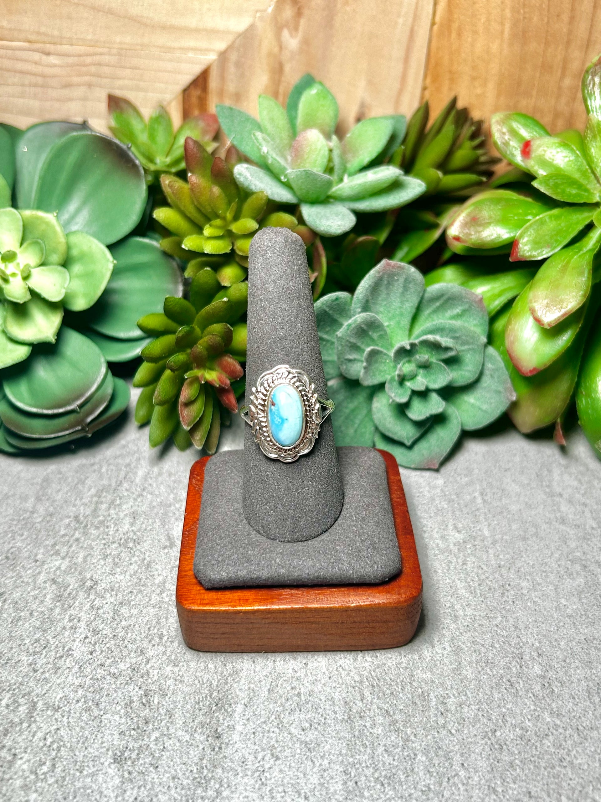 Virgil Chee Golden Hill Turquoise & Sterling Silver Ring Size 8.75