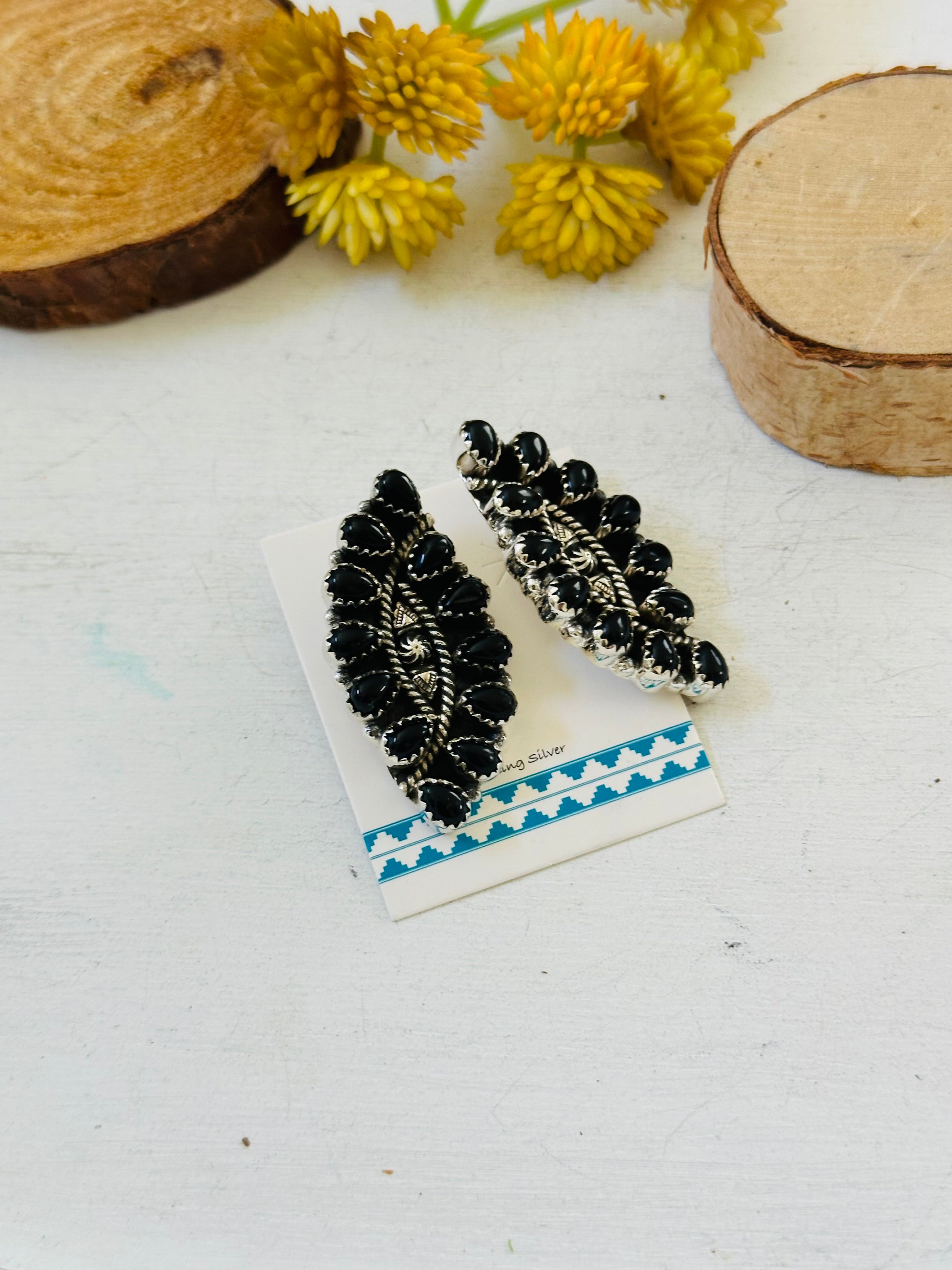 TTD “Twin Flame” Onyx & Sterling Silver Earrings