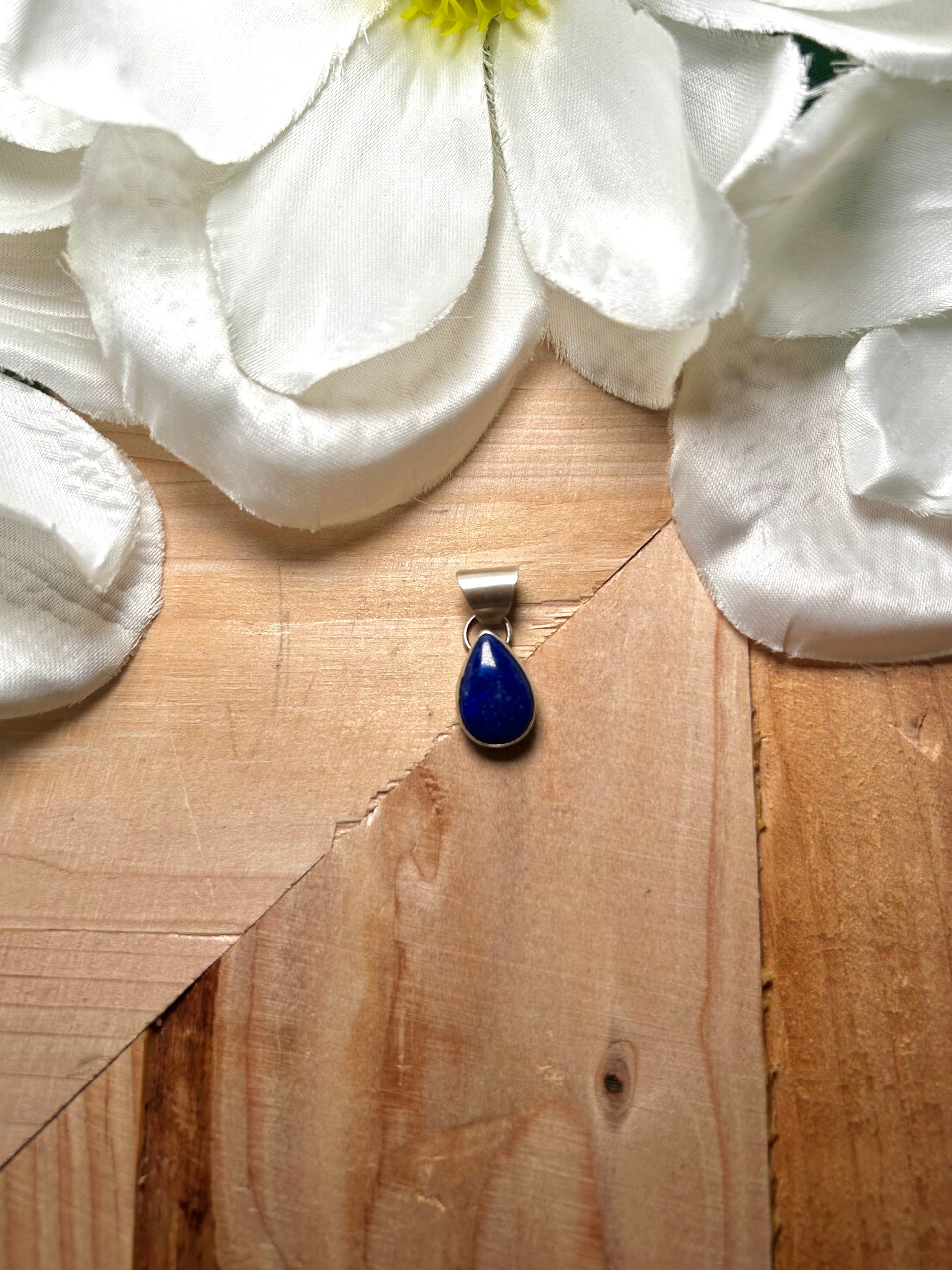 Navajo Made Lapis & Sterling Silver Pendant