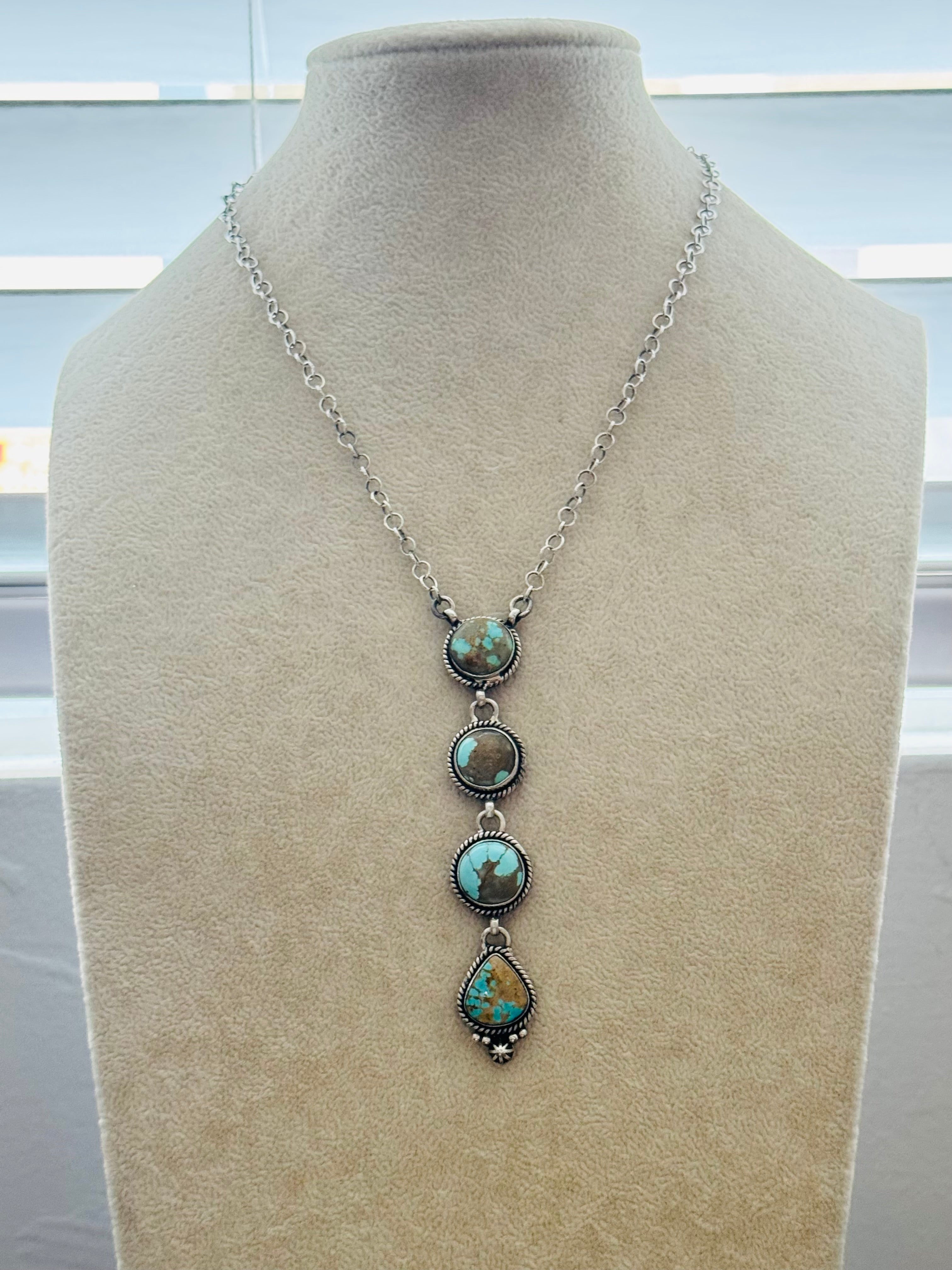 Southwest Handmade #8 Turquoise & Sterling Silver Necklace