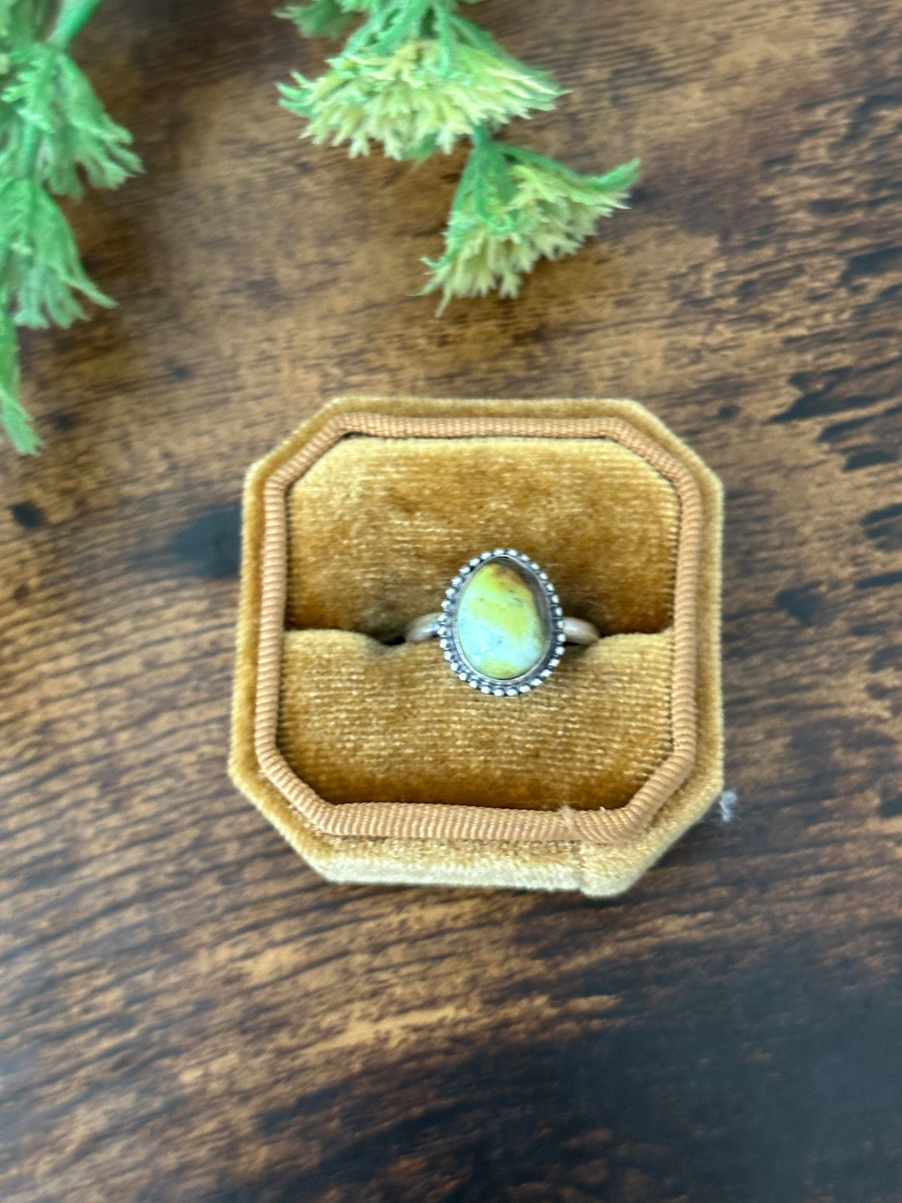 Navajo Handmade Palomino Variscite & Sterling Silver Rings