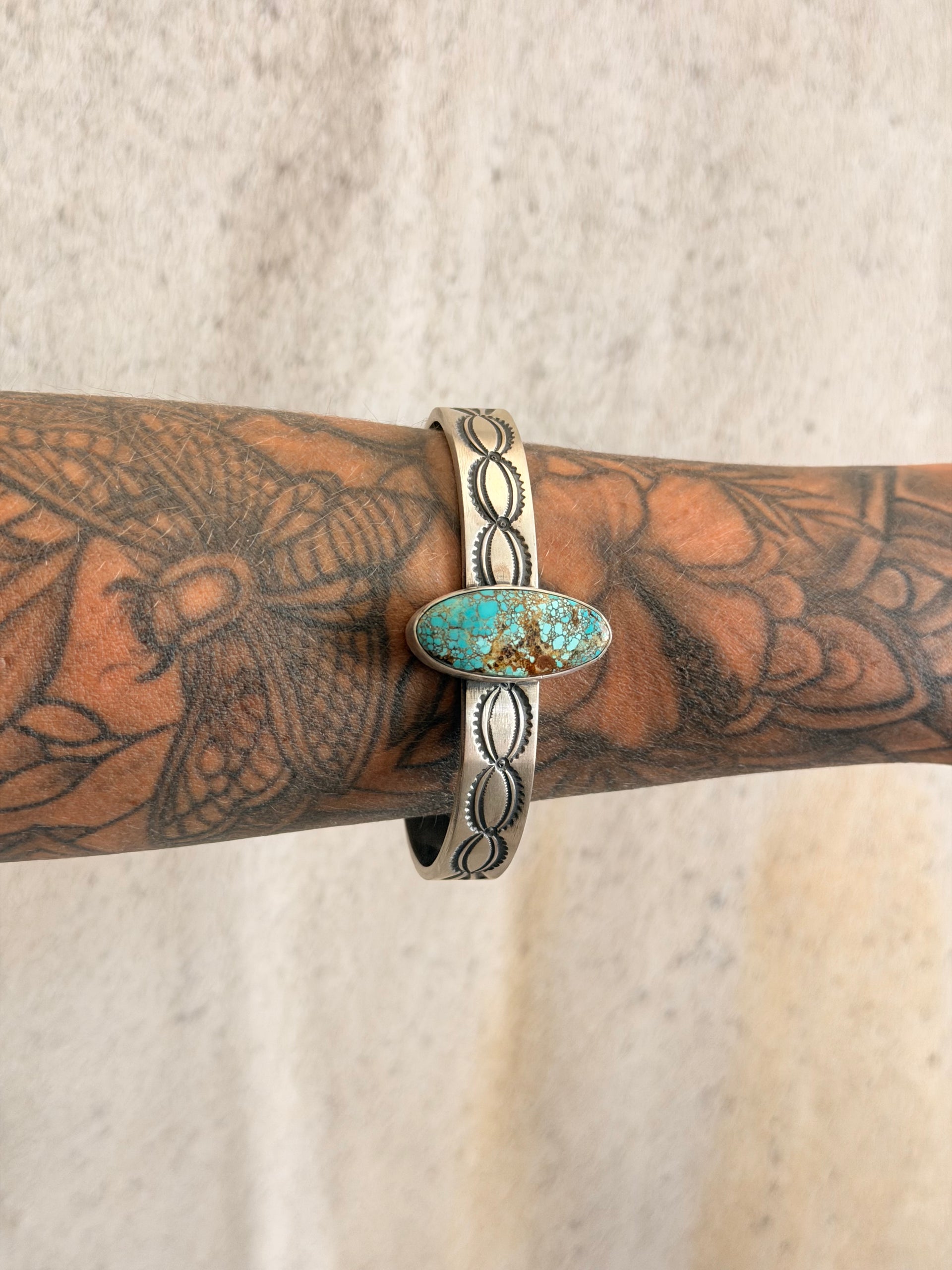 Mark Yazzie Mine 8 Turquoise & Sterling Silver Cuff Bracelet