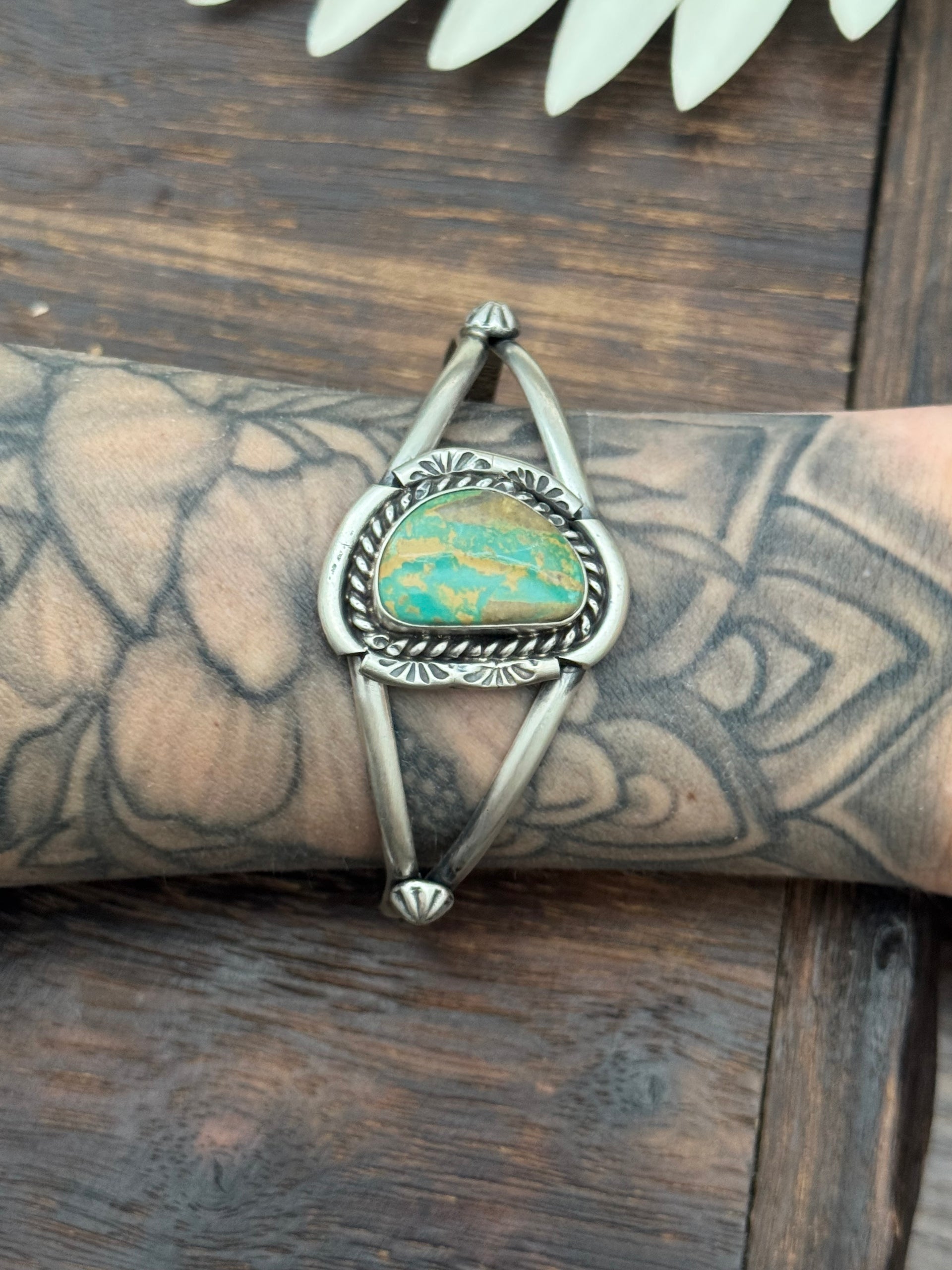 Augustine Largo Royston Turquoise & Sterling Silver Cuff Bracelet