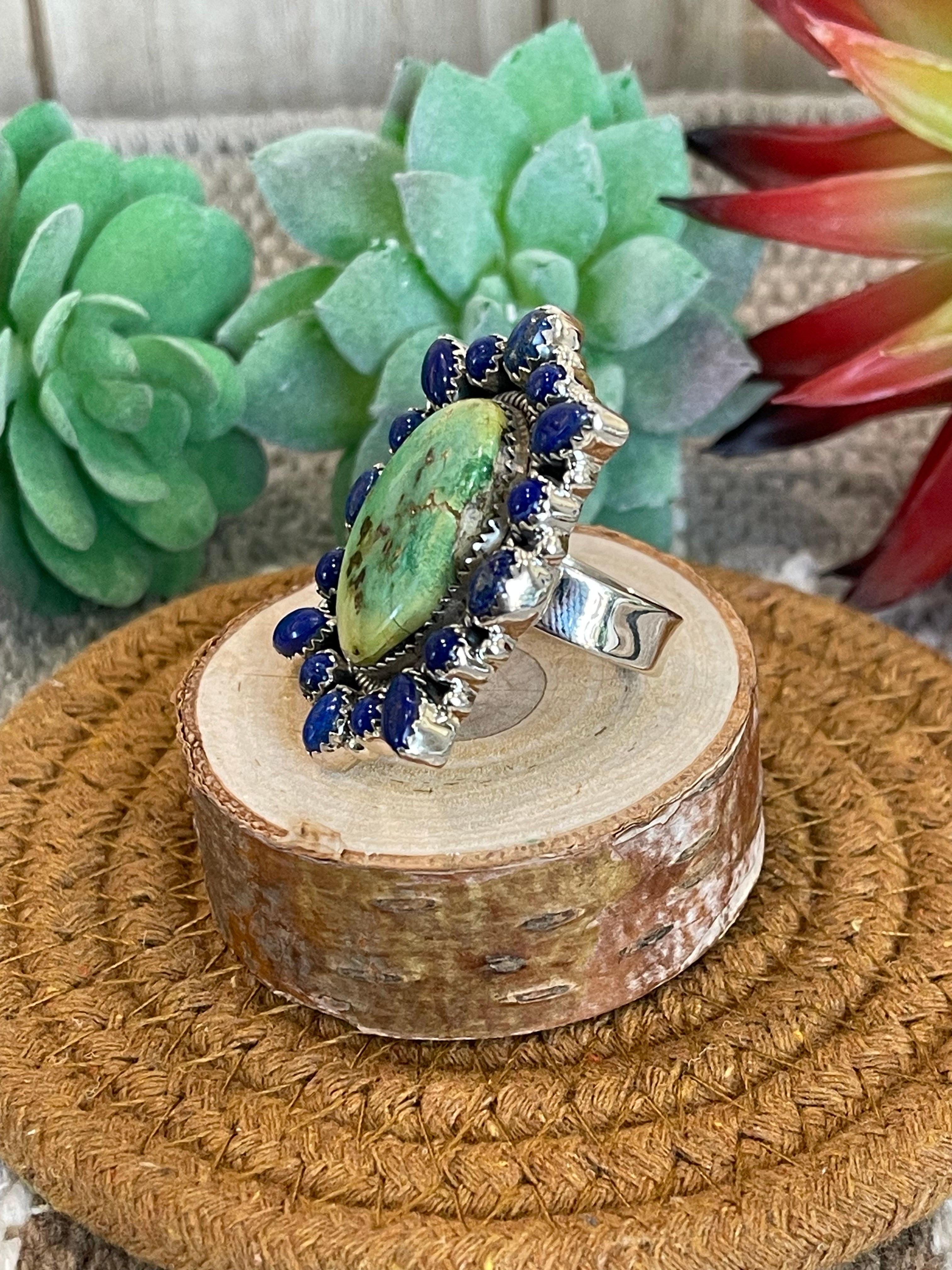 Southwest Handmade Multi Stone & Sterling Silver Adjustable Ring