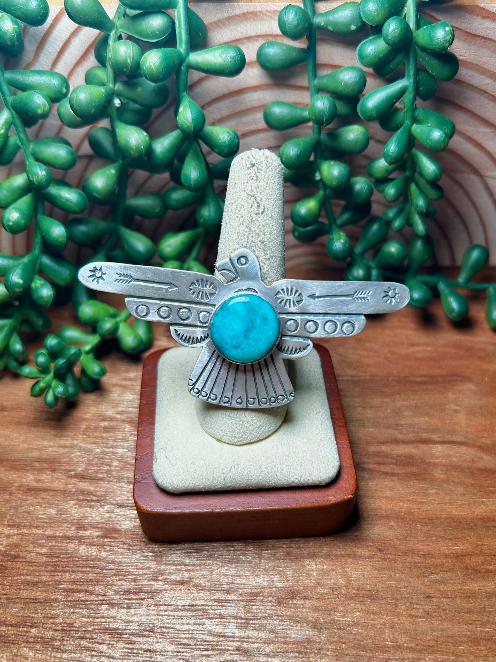 Leroy James Made Kingman Turquoise & Sterling Silver Adjustable Ring