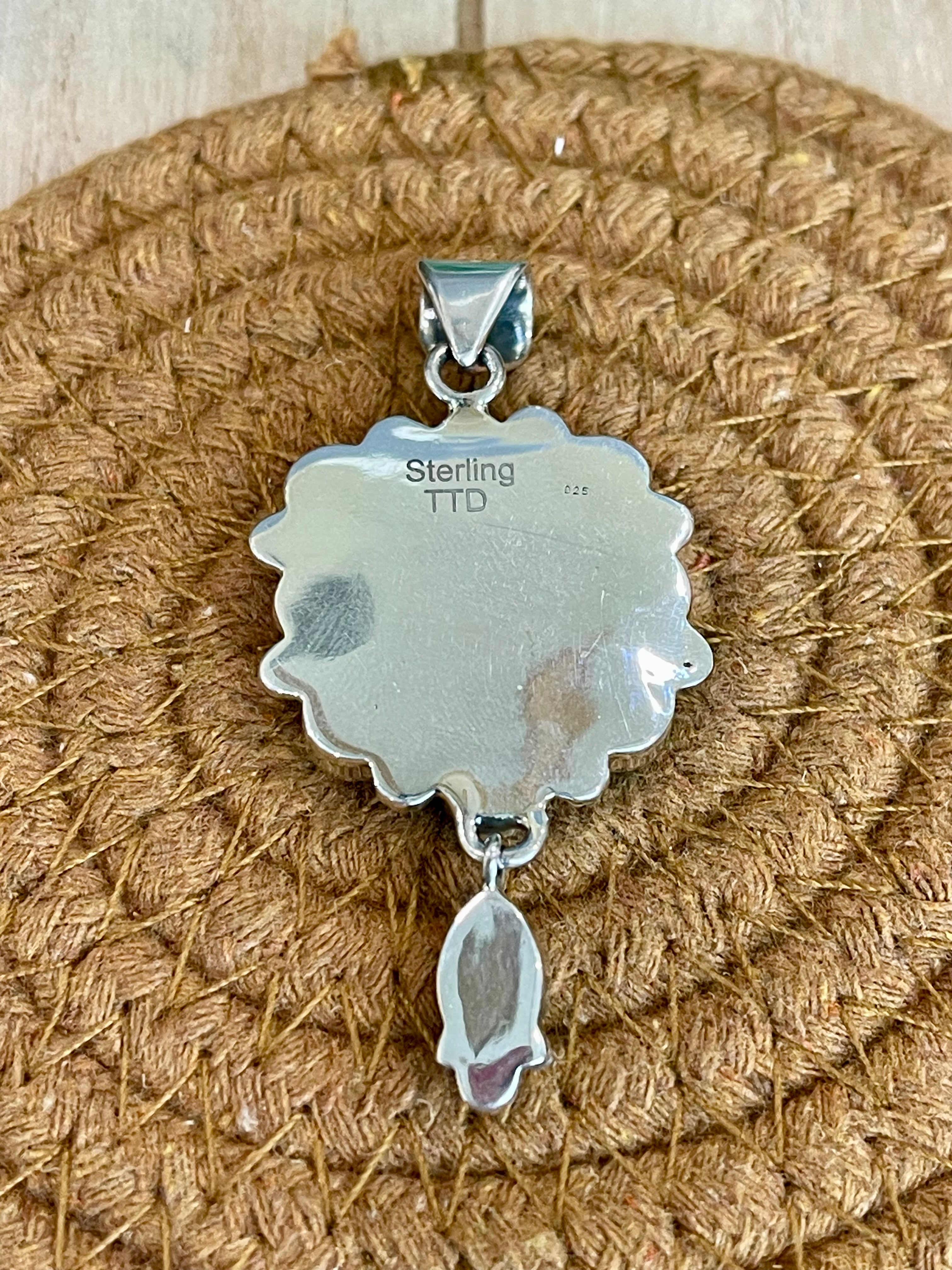 Southwest Handmade Kingman Turquoise & Sterling Silver Cluster Dangle Pendant