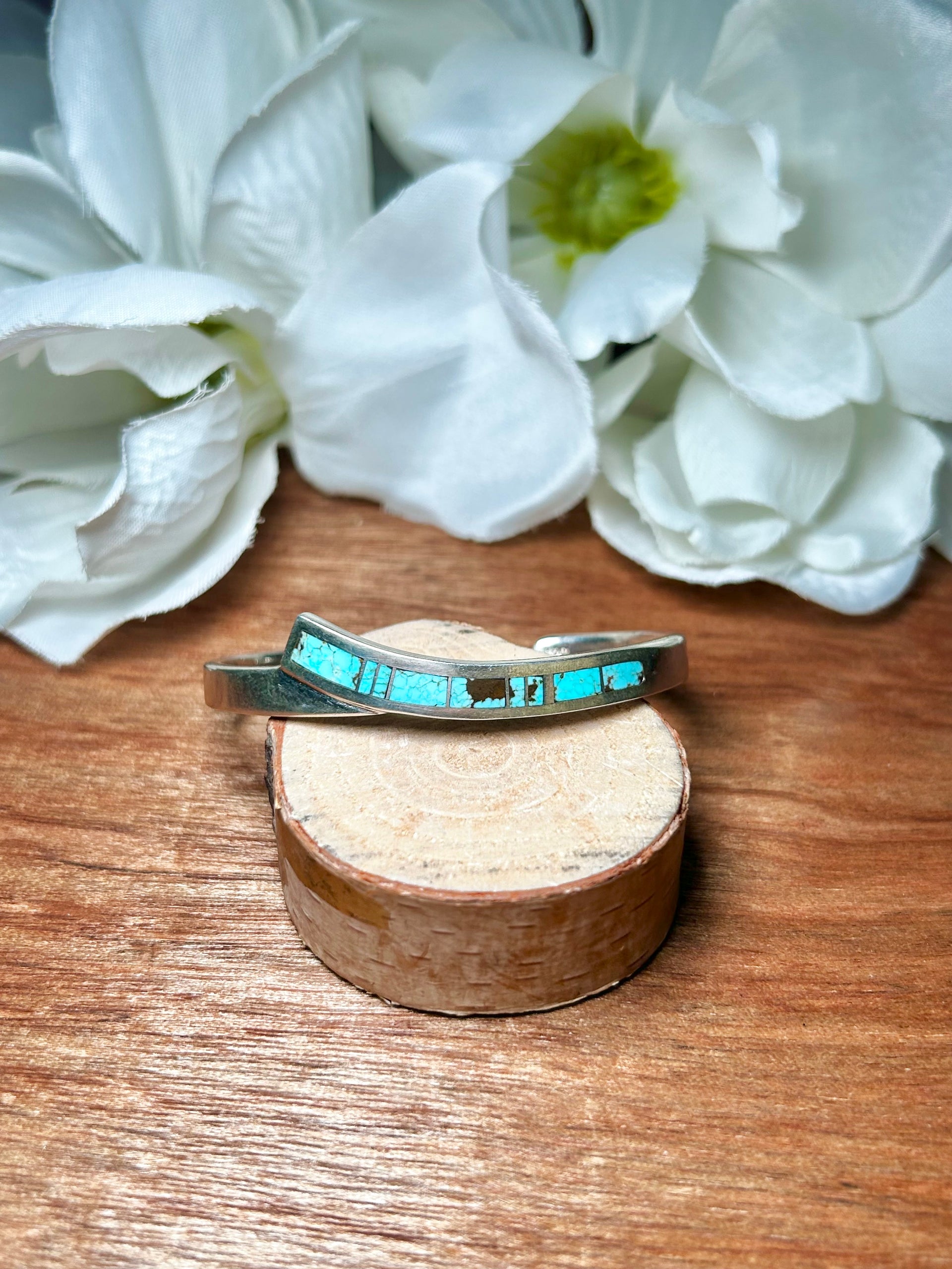 Navajo Made #8 Turquoise & Sterling Silver Cuff Bracelet