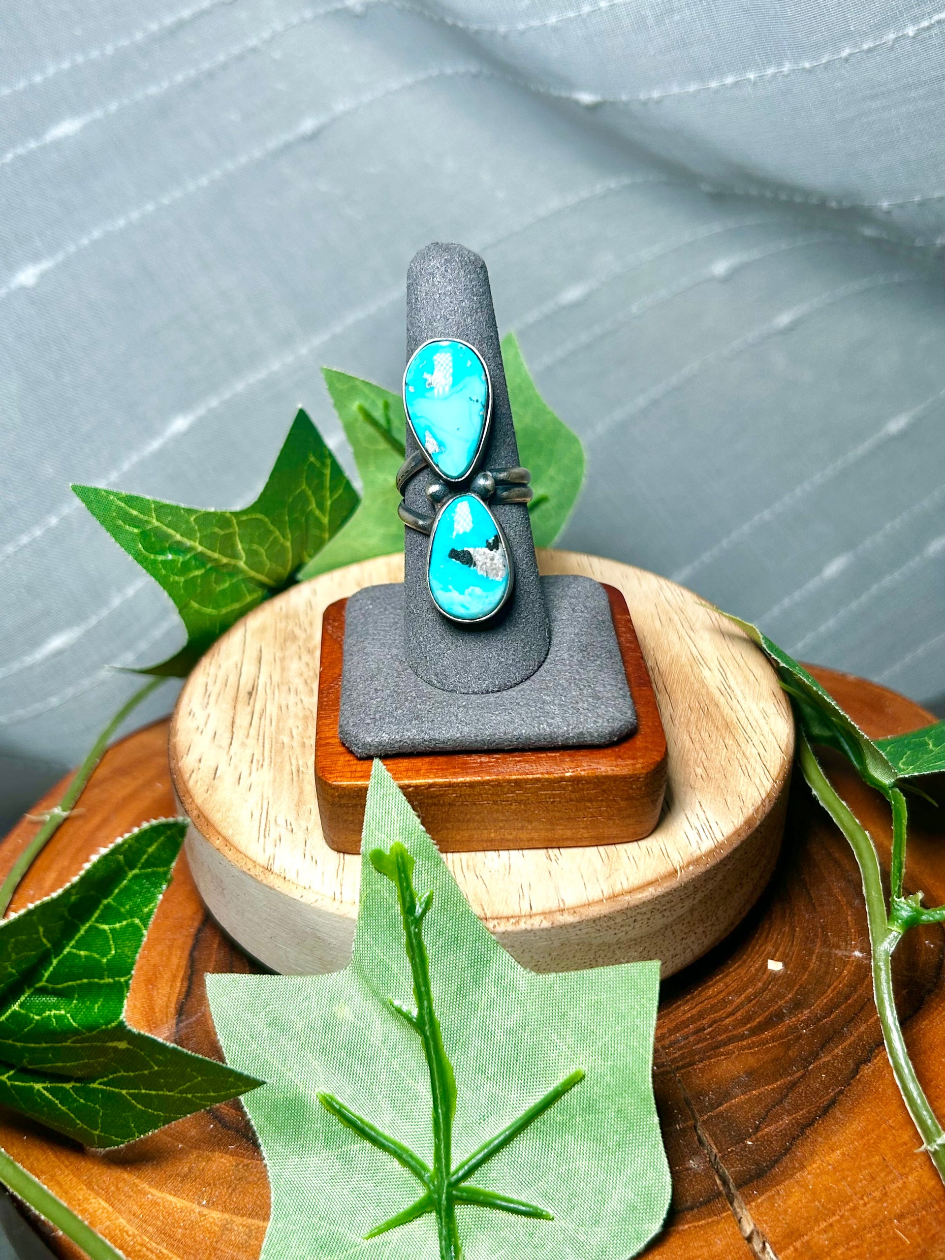 Danny Henio Blue Ridge Turquoise & Sterling Silver Adjustable Ring