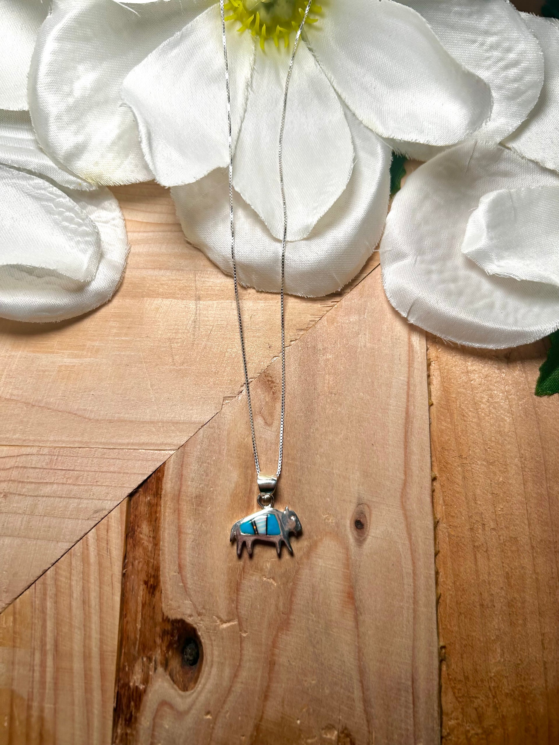 Navajo Made Multi Stone  & Sterling Silver Necklace
