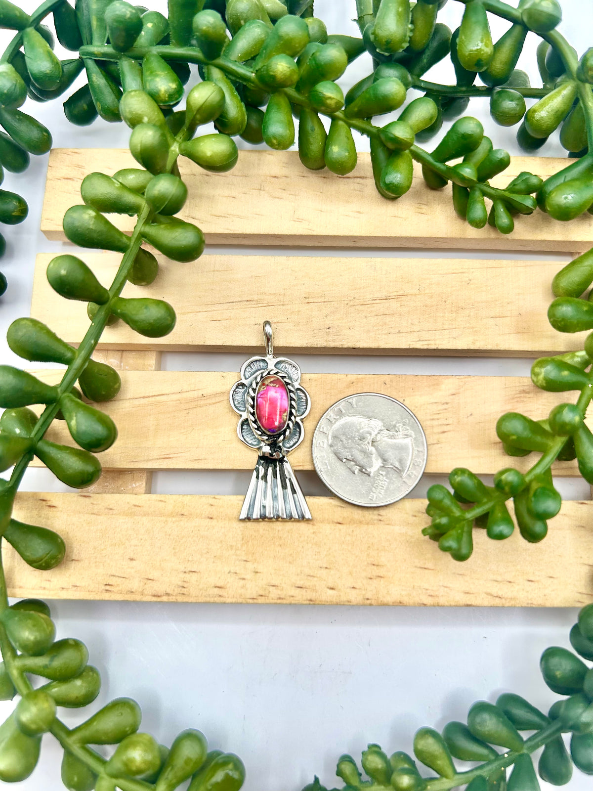 Joe Martinez Rose Dahlia & Sterling Silver Pendant