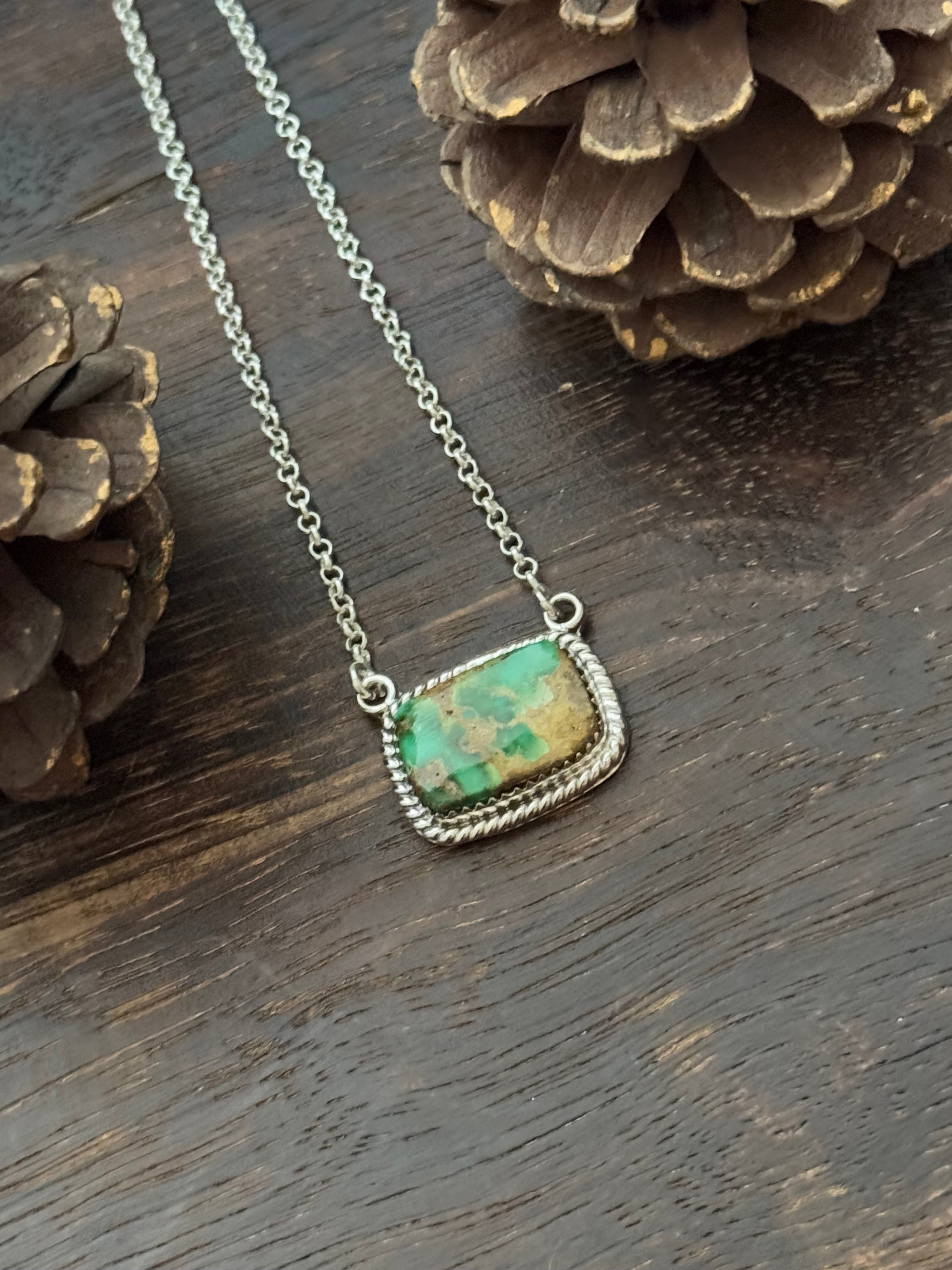 Southwest Sonoran Mountain Turquoise & Sterling Silver Bar Necklace