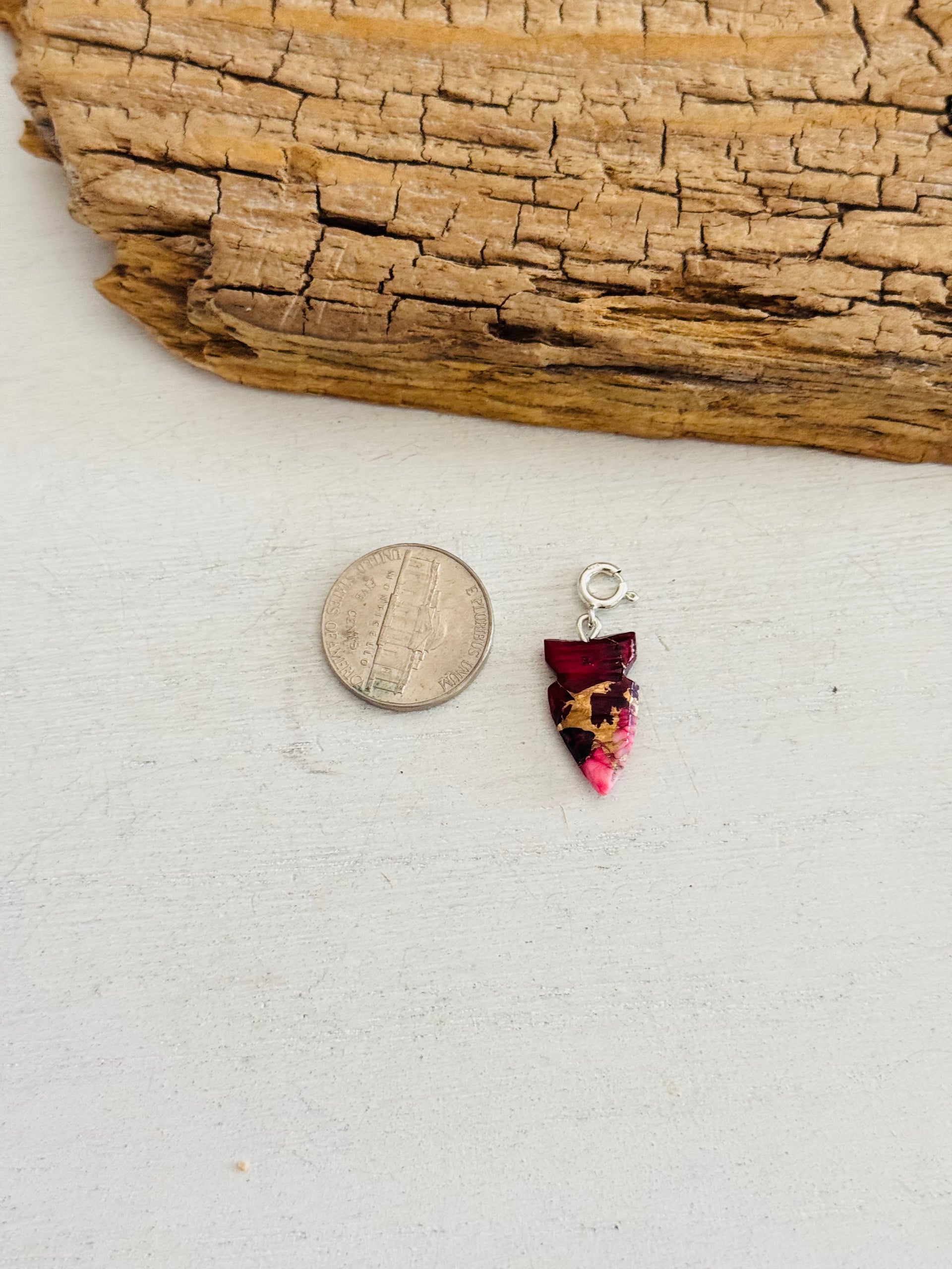 Navajo Made Rose Dahlia & Sterling Silver Arrowhead Charms