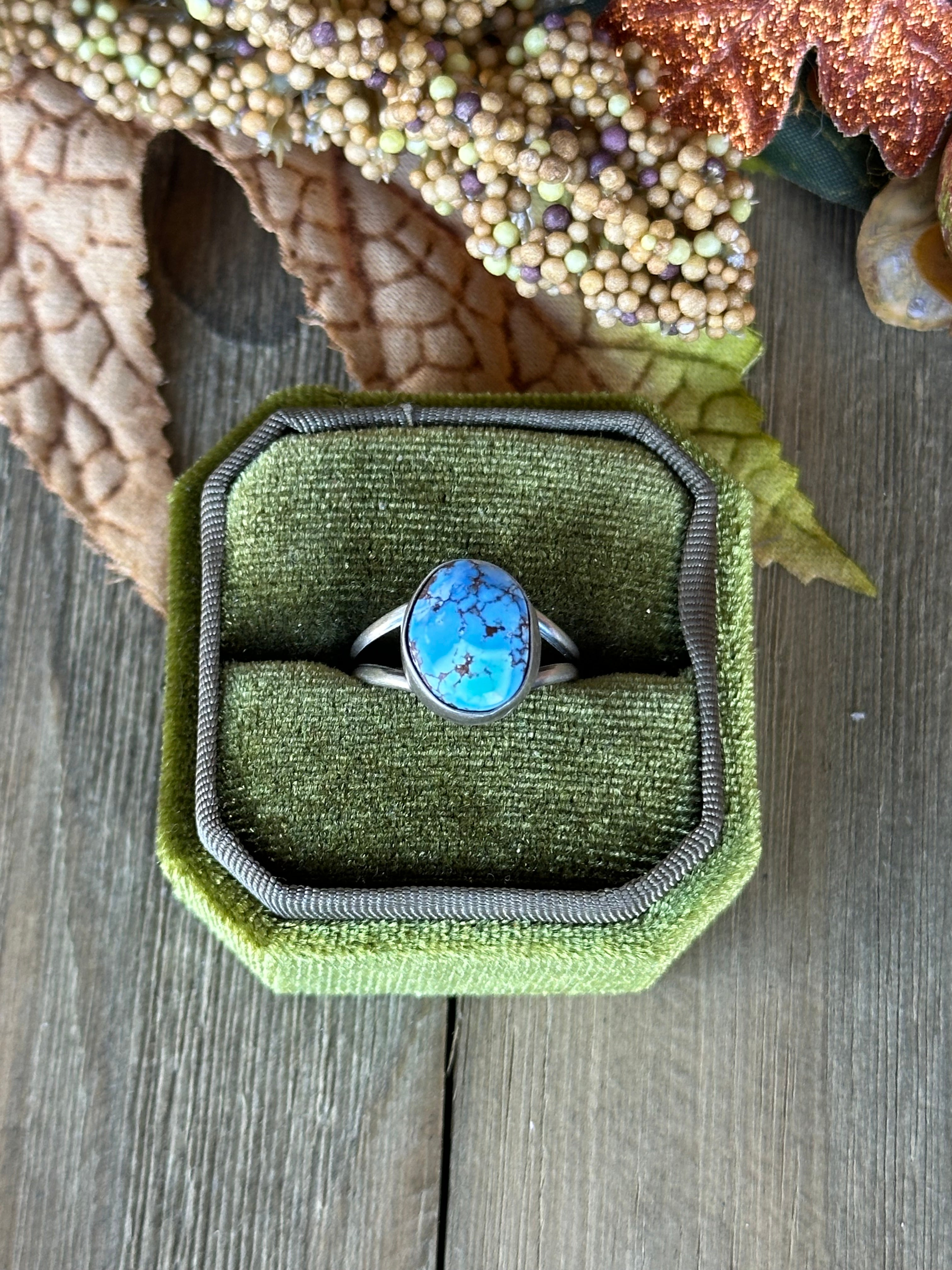 Navajo Made Golden Hills Turquoise & Sterling Silver Ring