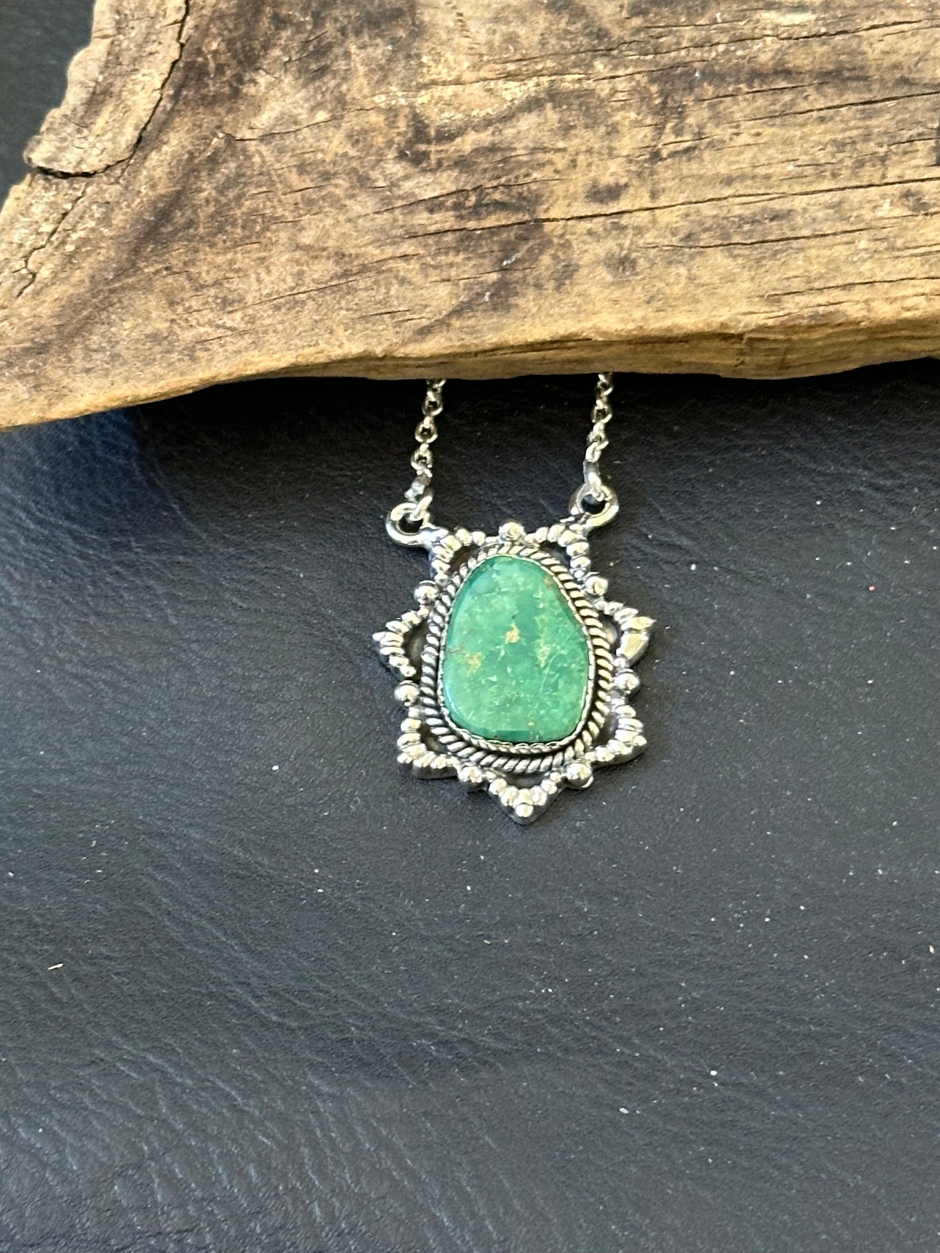 Southwest Handmade Emerald Valley Turquoise & Sterling Silver Necklace