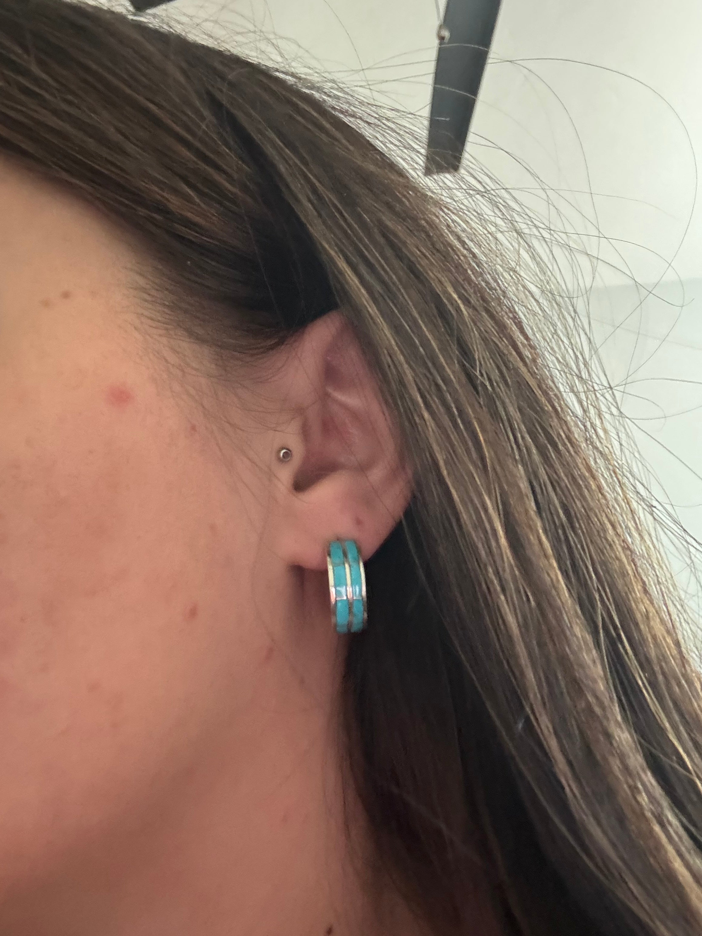 Cj Kyle Kingman Turquoise & Sterling Silver Hoop Earrings