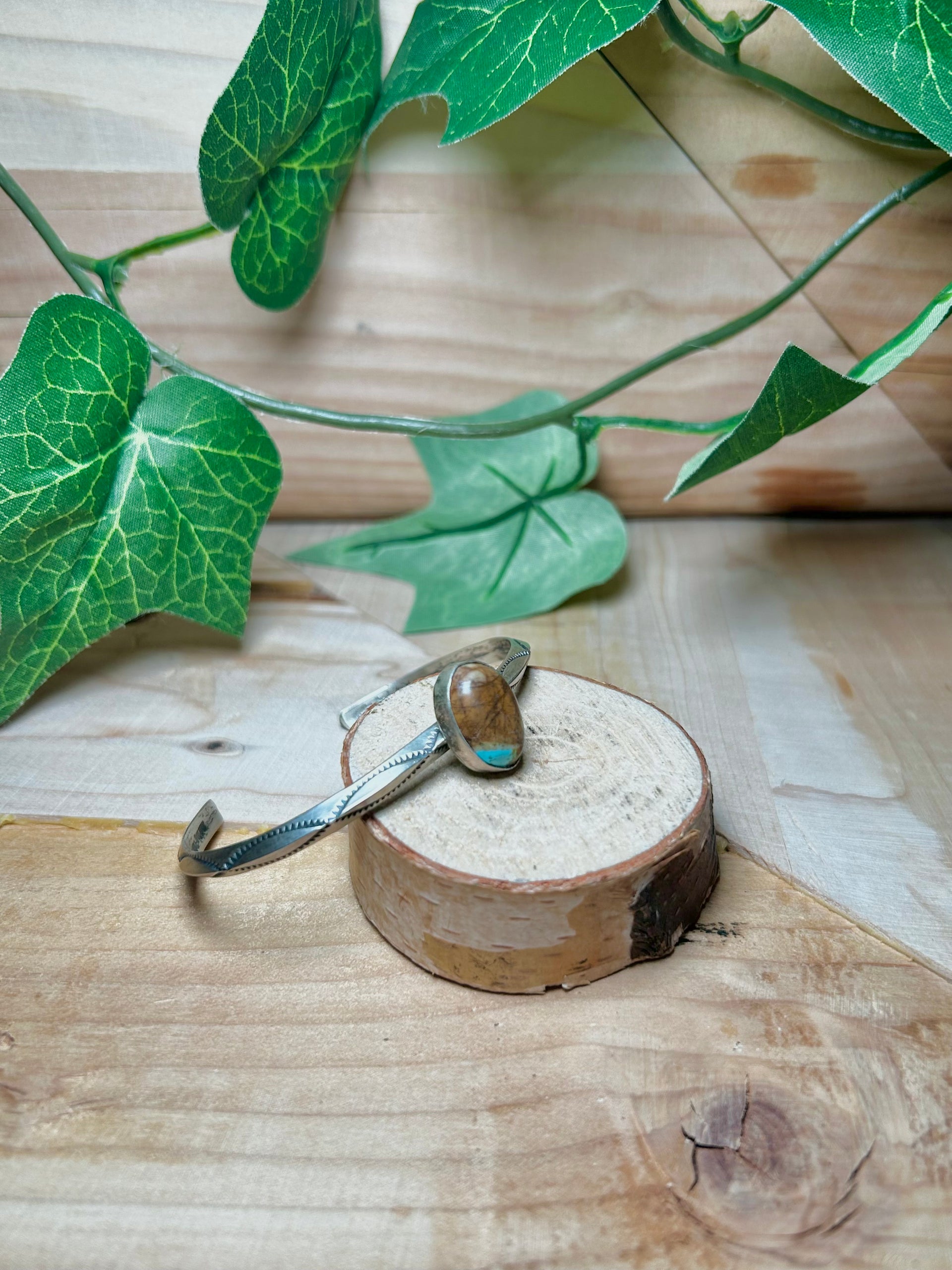 Navajo Made Boulder Turquoise & Sterling Silver Cuff Bracelet