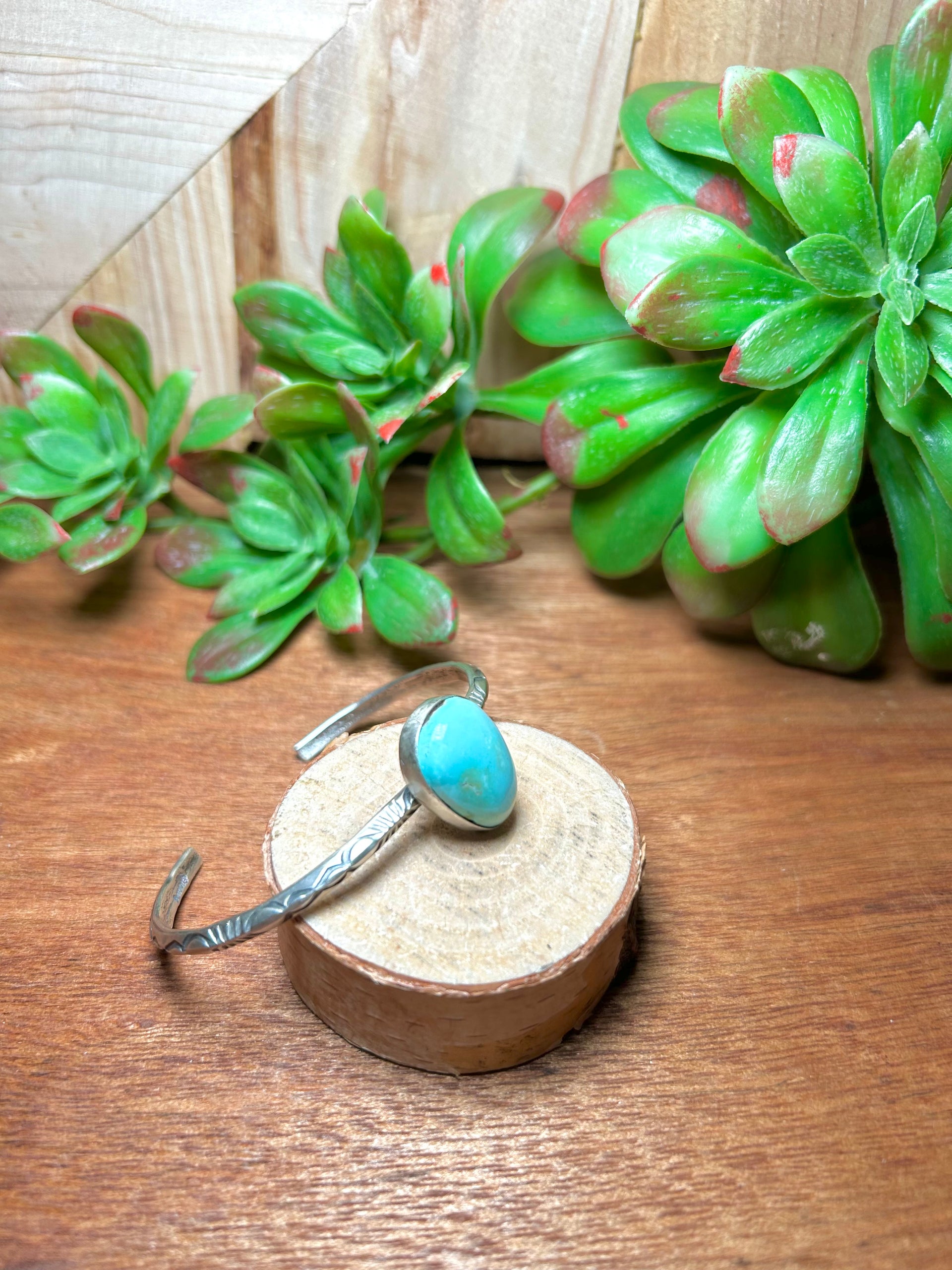 Navajo Made Royston Turquoise & Sterling Silver Cuff Bracelet