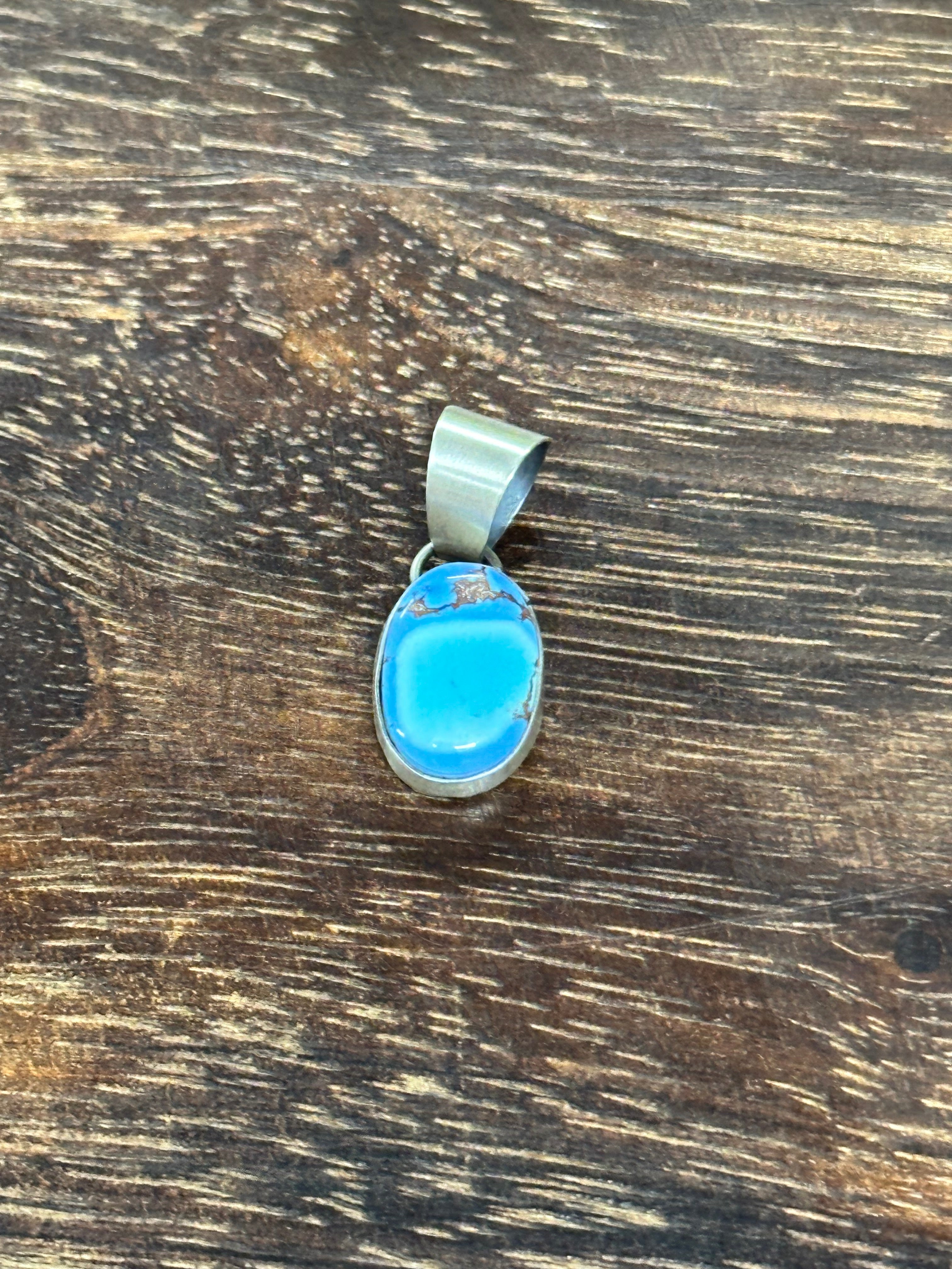 Navajo Made Golden Hills Turquoise & Sterling Silver Pendant