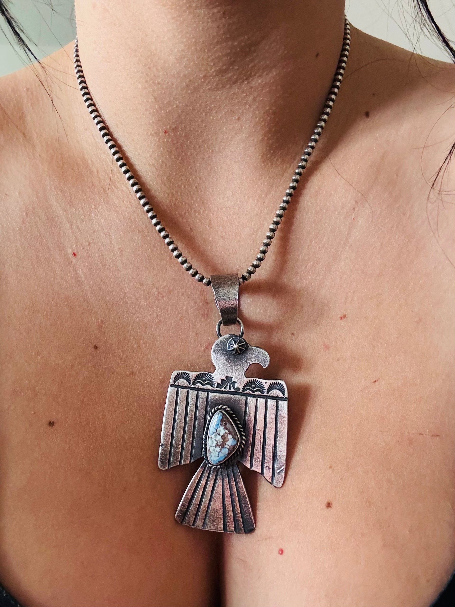 Kindale Billah Golden Hills Turquoise & Sterling Silver Thunderbird Pendant