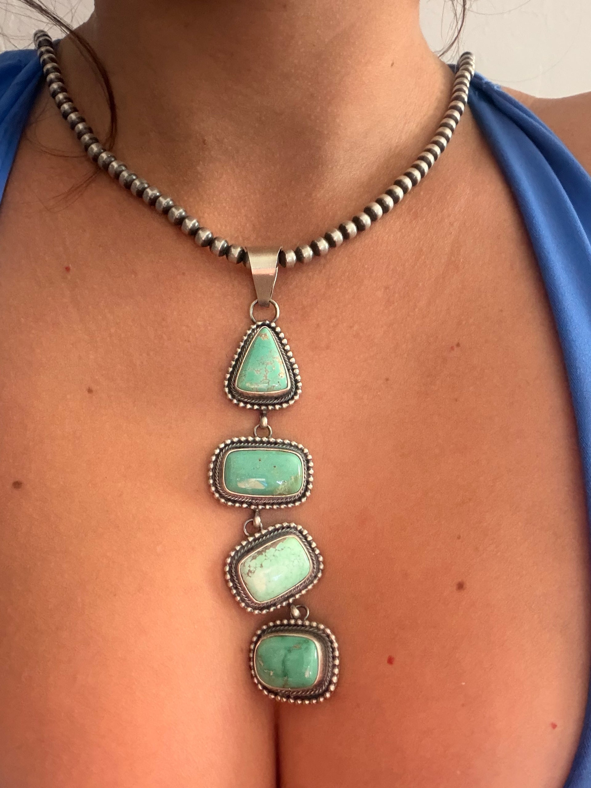 Eli Skeets Kingman Turquoise & Sterling Silver Pendant