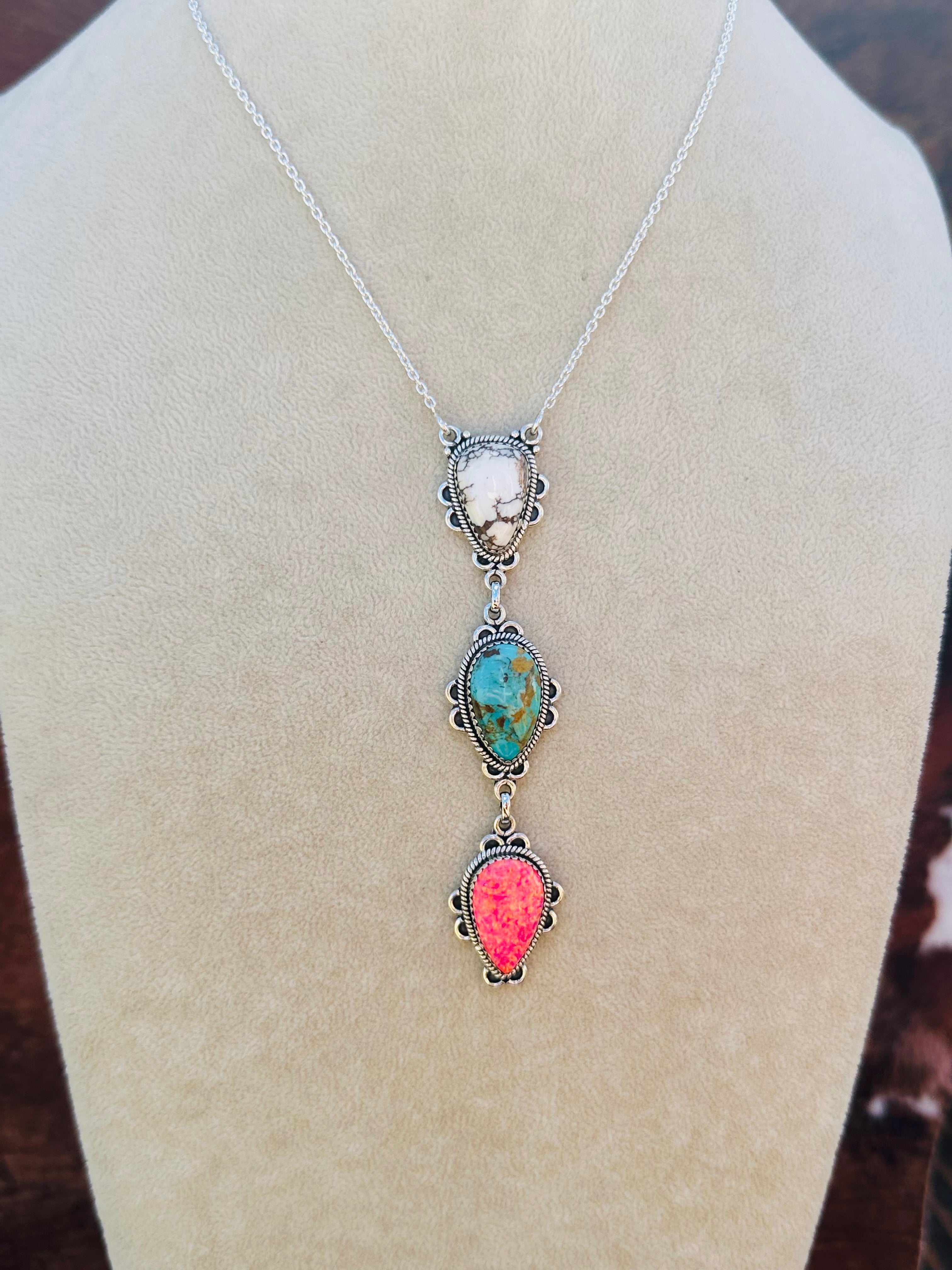 Southwest Handmade Multi Stone & Sterling Silver Necklace