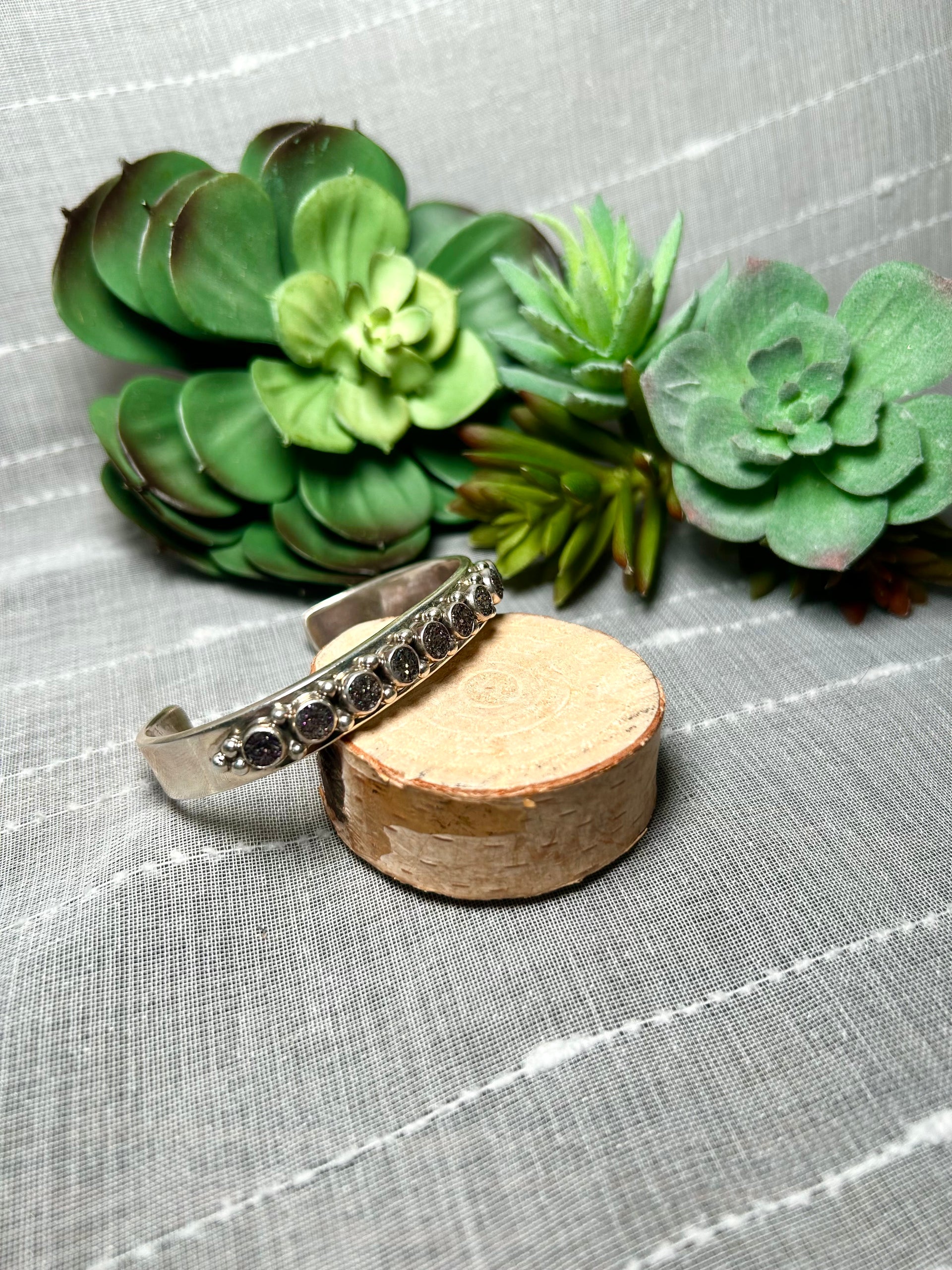 Navajo Made Drunzy & Sterling Silver Cuff Bracelet